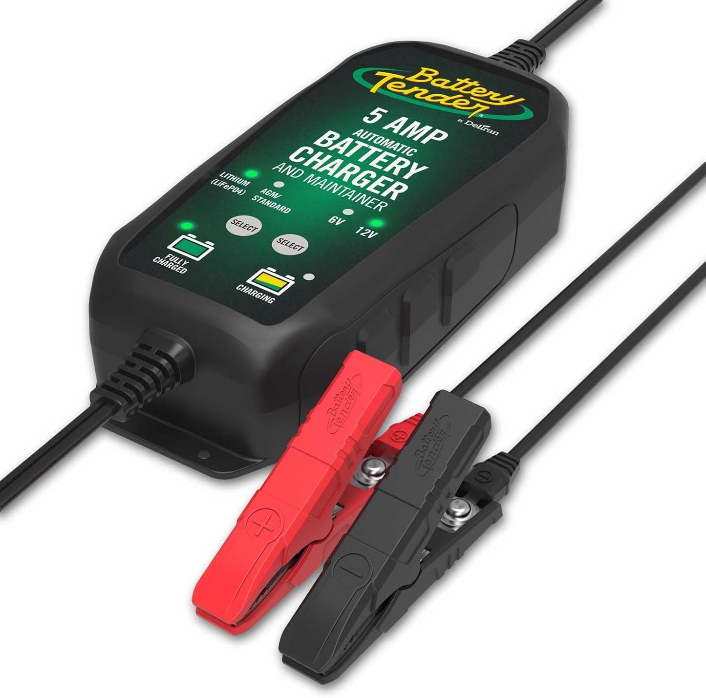 Battery Tender 5 AMP 12V Battery Charger and Maintainer - Automotive Smart Fully Automatic Battery Charger for Cars SUVs and Trucks -Lead Acid & Lithium Battery Charger - 022-0186G-DL-CA