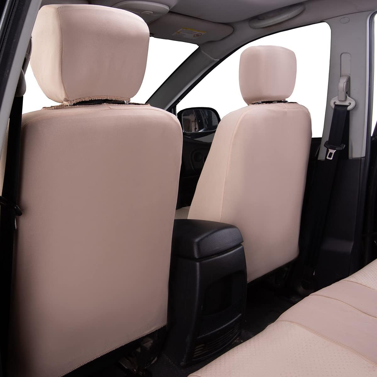 Flying Banner car seat Covers Full Set Protectors hot Stamp Breathable airbag Compatible Rear Bench Split 40/60 50/50 60/40 Easy to Install, Universal Fit for Auto Truck Van SUV (Solid Beige)