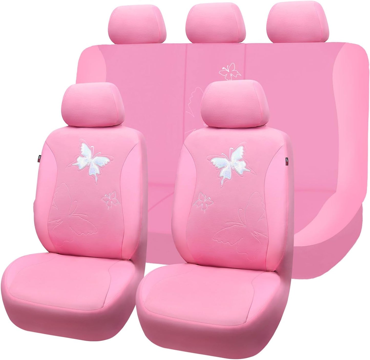Flying Banner Butterfly car seat Covers ful Set Fashion Universal Lady Woman Female Rear Bench Split Colorized (Full Set, Purple)