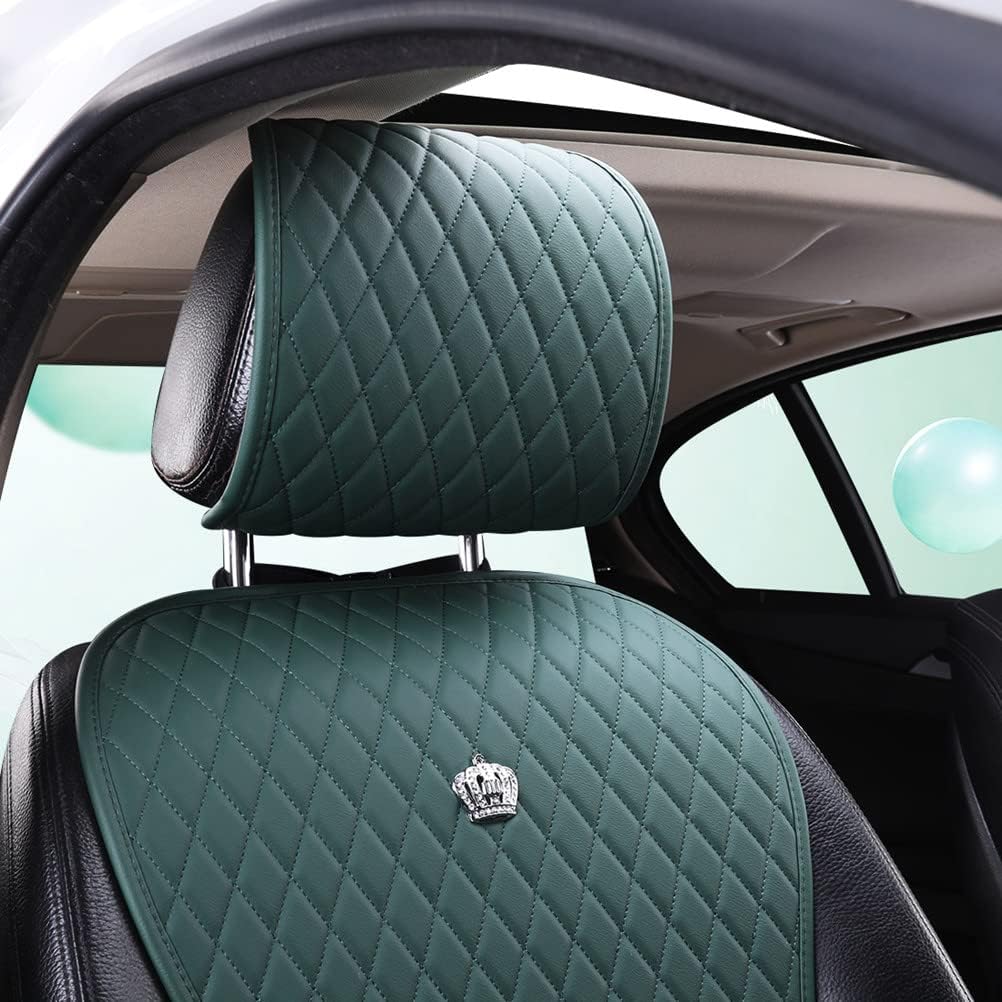 Red Rain Universal Seat Covers for Cars Leather Seat Cover with Crown Army Green Seat Covers 2/3 Covered 11PCS Fit Car/Auto/SUV (A-Army Green)