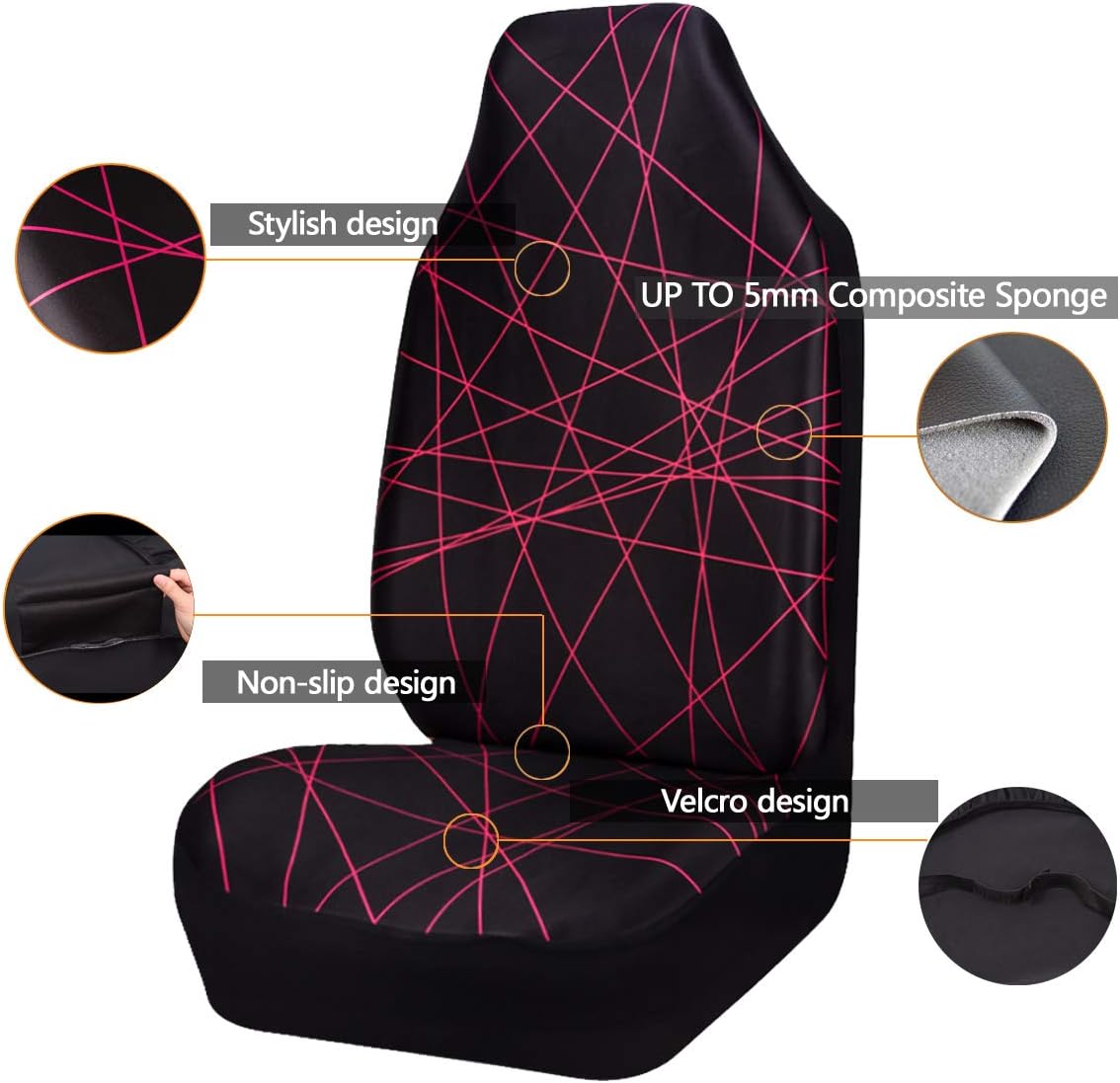 CAR PASS-Universal Wetsuit Waterproof Neoprene Front Car Seat Covers, Airbag Compatible,Fit for Car,Truck,SUV,sedans,Sporty Design (Two Seats)