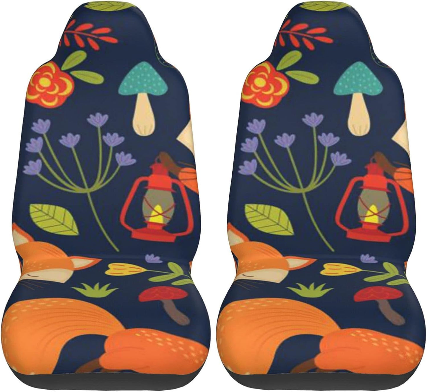 AROONS Cute Leopard Printed Car Seat Covers for Front Seat 2 Pack Elasticity Automotive Seat Cover Universal for Auto Truck Van SUV
