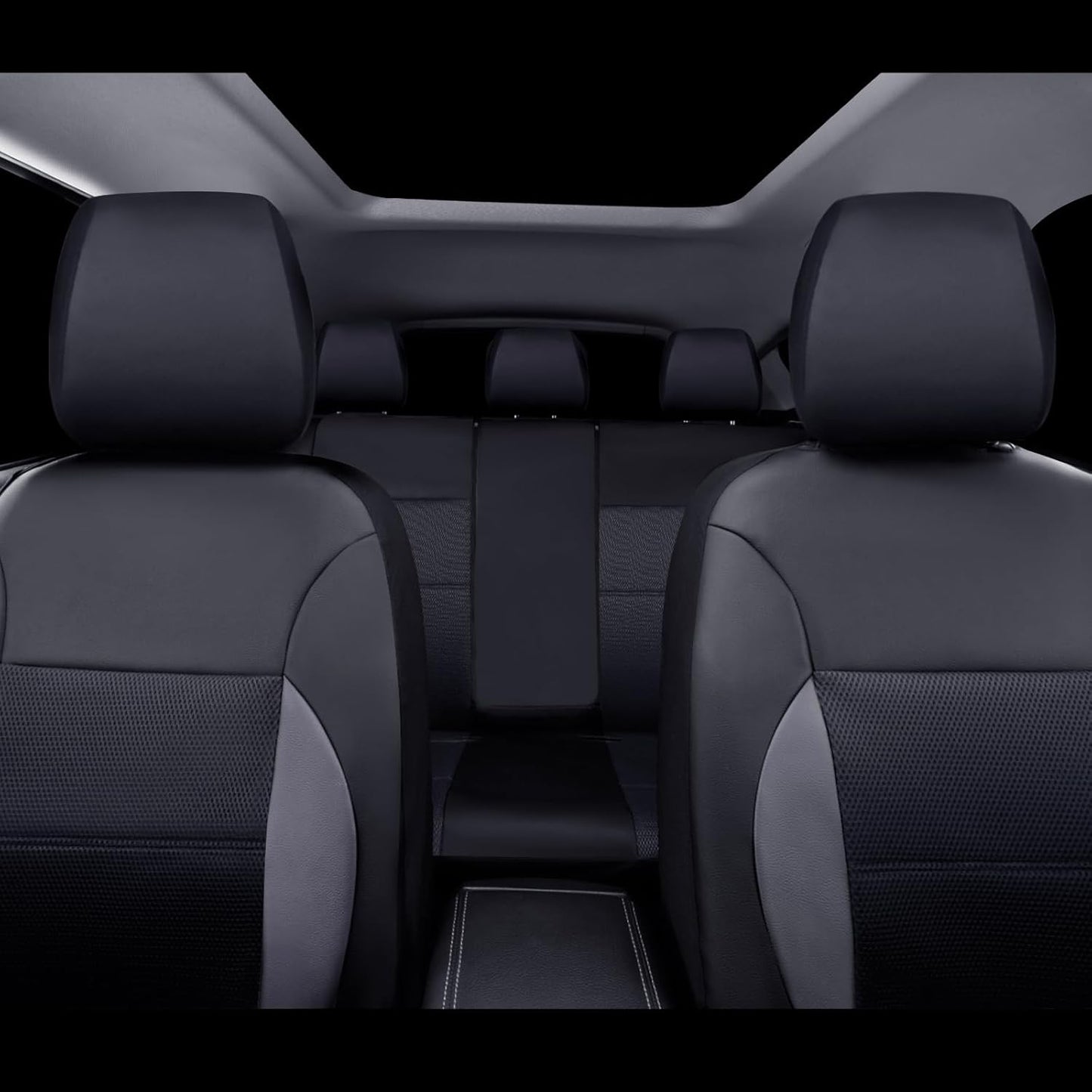 CAR PASS Luxurious PU Leather Automotive Universal Seat Covers Full Set for Vehicles,Cars,SUV,with Super 5mm Composite Sponge Inside,Airbag Compatible (Black and Black)