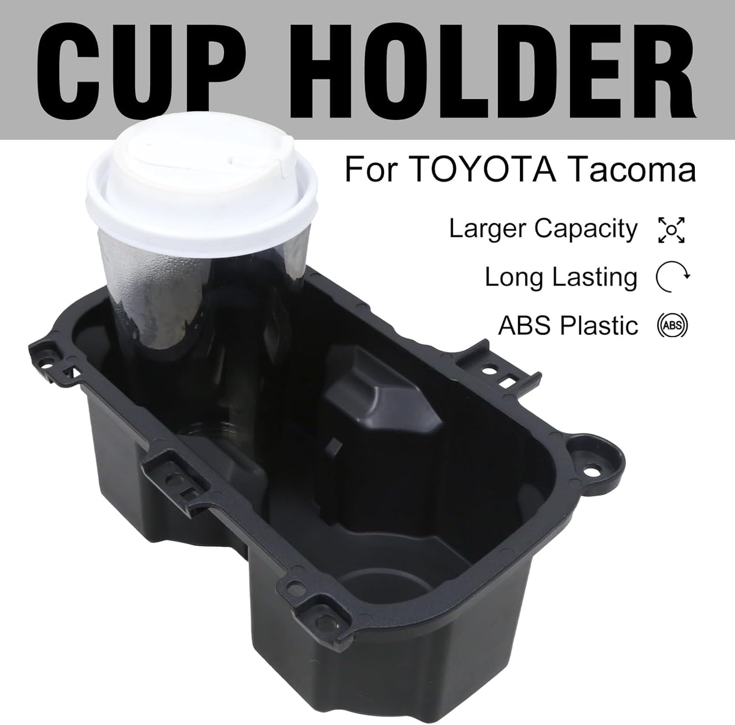 Kyostar Oversized Cup Holder for Toyota Tacoma 2016-2023, ABS Plastic Cup Holder Replacement, Black