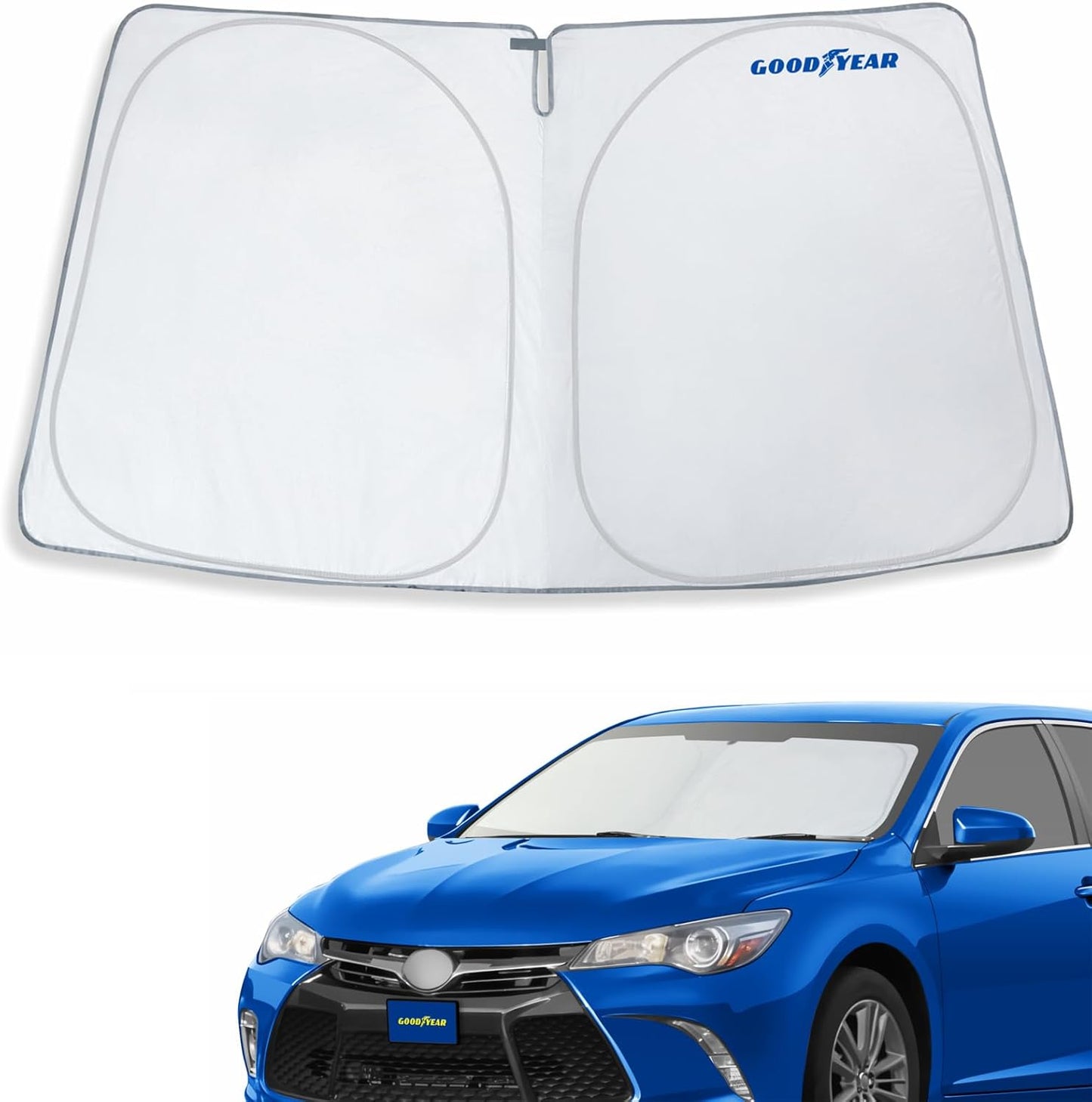 Goodyear Foldable Windshield Sunshade for Chevrolet (Chevy) Tahoe 2021-2025, SUV car Accessories, Sunshade Cover, Sun Shade Car Windshield, Window Sun Blocker - GY008221