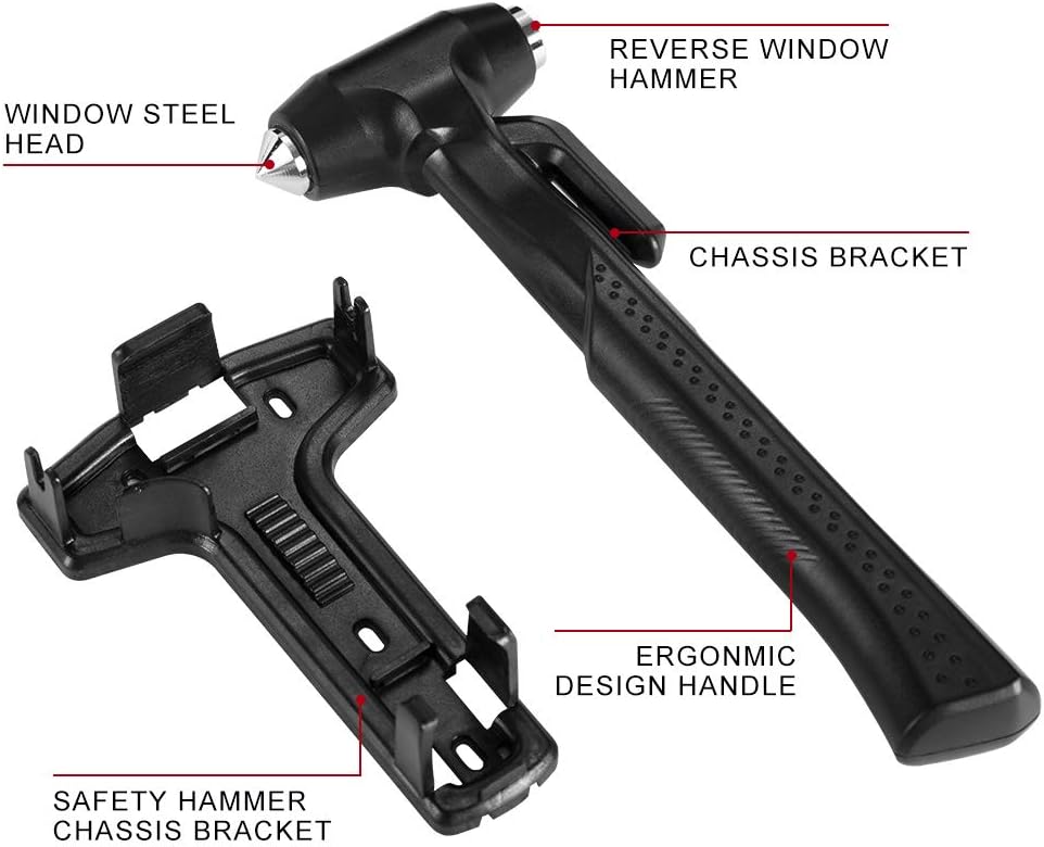 MOTORBUDDY 2-Pack Car Safety Hammer, 3-in-1 Auto Emergency Escape Hammer with Window Breaker and Seat Belt Cutter, Striking Red Emergency Escape Tool for Car Accidents