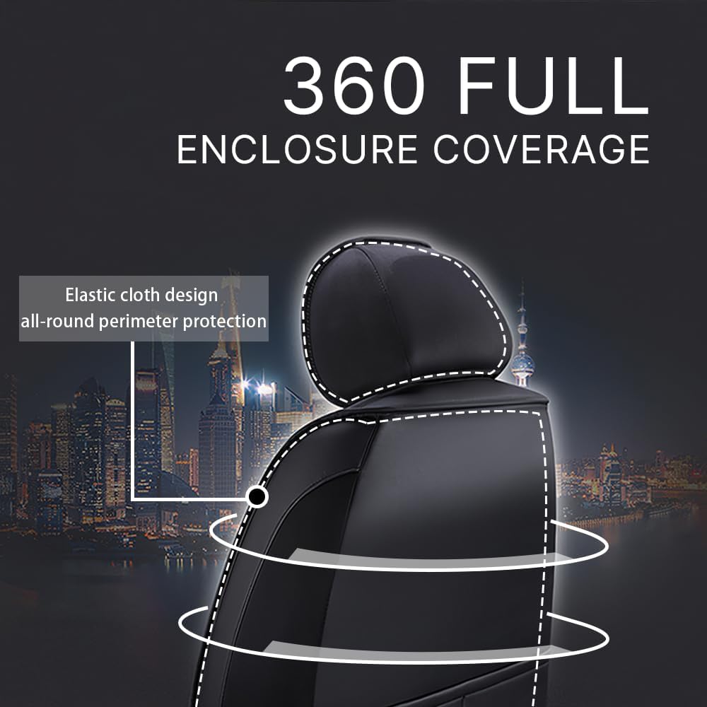Car Seat Cover for Toyota Tacoma 2000-2024, Waterproof and Wear Resistant Sports Seat Cover, Premium Nappa Leather Seat Protector. (2 Seats Standard/Black White)