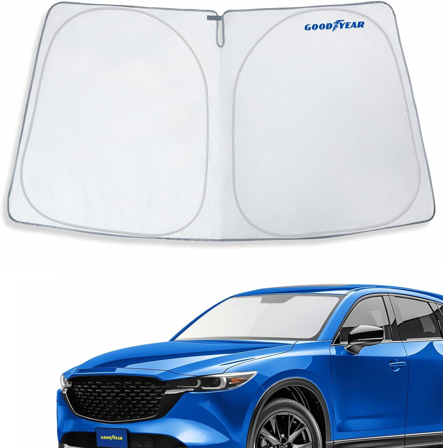 Goodyear Foldable Windshield Sunshade for Chevrolet (Chevy) Tahoe 2021-2025, SUV car Accessories, Sunshade Cover, Sun Shade Car Windshield, Window Sun Blocker - GY008221