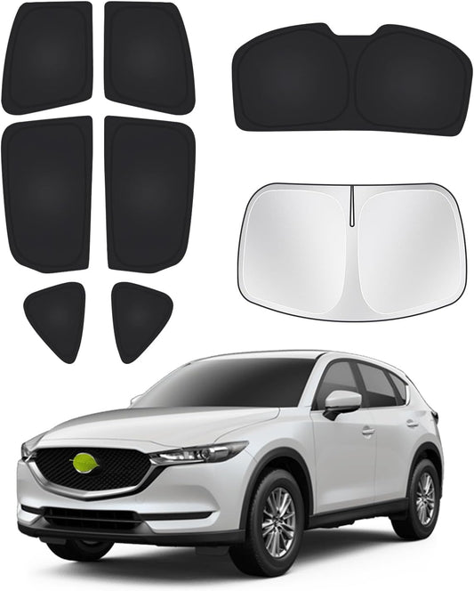 Canvcle Windshield Sunshade for Mazda CX-5 2017-2024 2025 CX5 Side Rear Window Shade Cover Kit Window Sun Blocker Privacy Protection Keep Vehicle Cool Black 8PCS