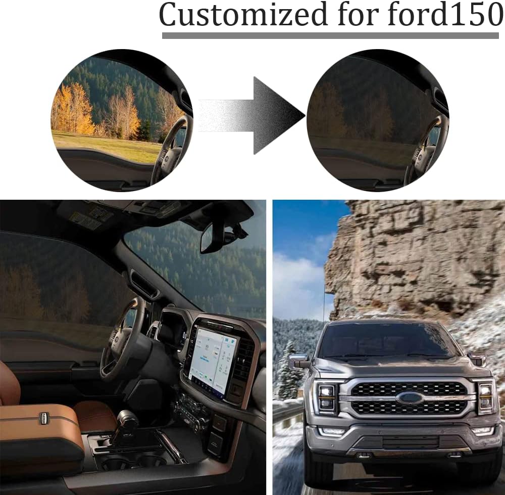 MVSYO Large Car Window Shades for Ford F150 Truck - Pickup Mesh Window Screen Camping Protect Kids from Insects - Fit for Chevrolet Silverado1500,Ram1500V,GMC Sierra1500,Toyota Tundra, Black