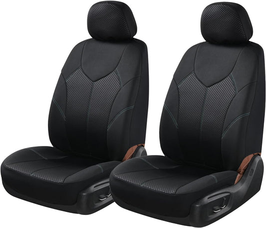 Coverado Front Car Seat Covers, Seat Covers for Cars 6 PCS, Universal PVC Car Seat Protectors, Auto Seat Cushions for Front, Waterproof Seat Covers Car Accessories for Most Vehicles-Black& Blue Line