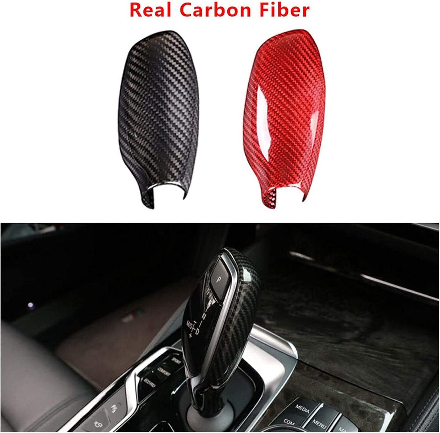 SYLCMB Carbon Fiber Speed Gear Shift Knob Head Cover Trim Sticker Fit for BMW 5 6 7 Series GT G32 G30 G11 G12 X3 X4 G01 G02 2016-2021 (Color Name : Black Carbon)