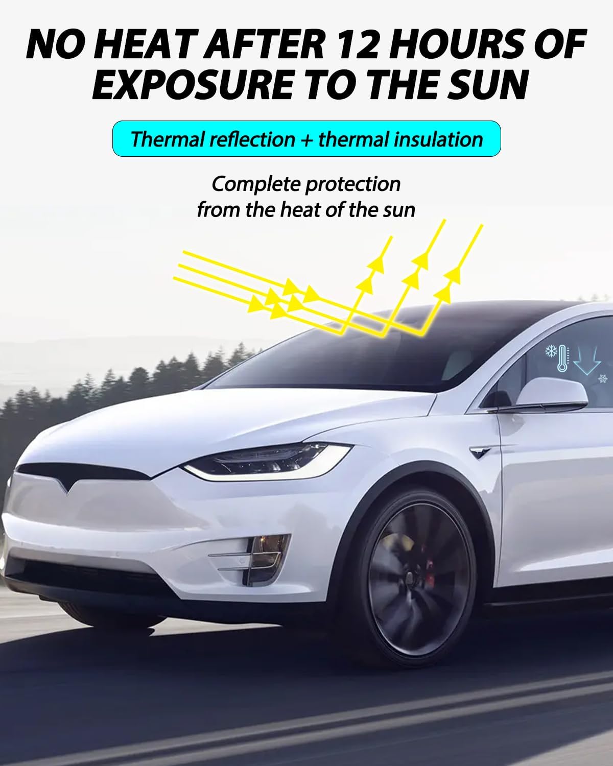 Roof Sunshade, Windshield Sunshade,Rear Windshield Sunshades,Glass Sunroof Shade UV Sun Blocking Heat Shade Comptatible with Tesla Model X (Windshield Sunshade 15-22)