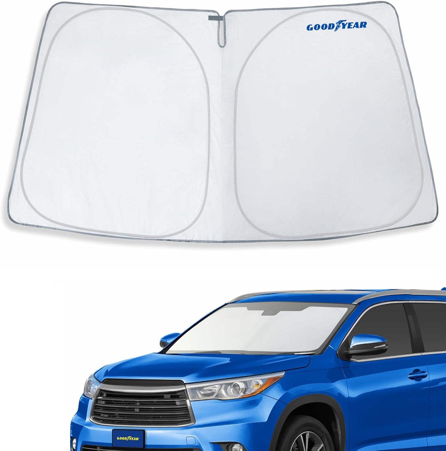 Goodyear Foldable Windshield Sunshade for Chevrolet (Chevy) Tahoe 2021-2025, SUV car Accessories, Sunshade Cover, Sun Shade Car Windshield, Window Sun Blocker - GY008221