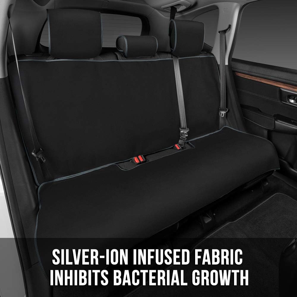 BDK Antimicrobial Car Seat Cover for Rear Bench Seats – Silver Ion Infused Fabric Protects Against Growth of Bacteria on Surface, Easy to Install with Fits Most Cars Trucks and SUV