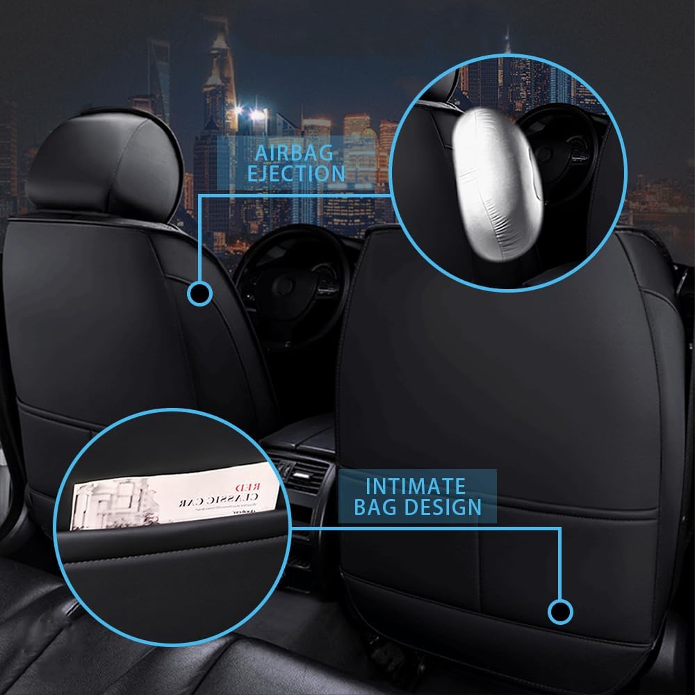 Car Seat Cover for RAM 3500 2012-2024, Waterproof and Wear Resistant Sports Seat Cover, Premium Nappa Leather Seat Protector. (2 Seats Standard/Black Blue)