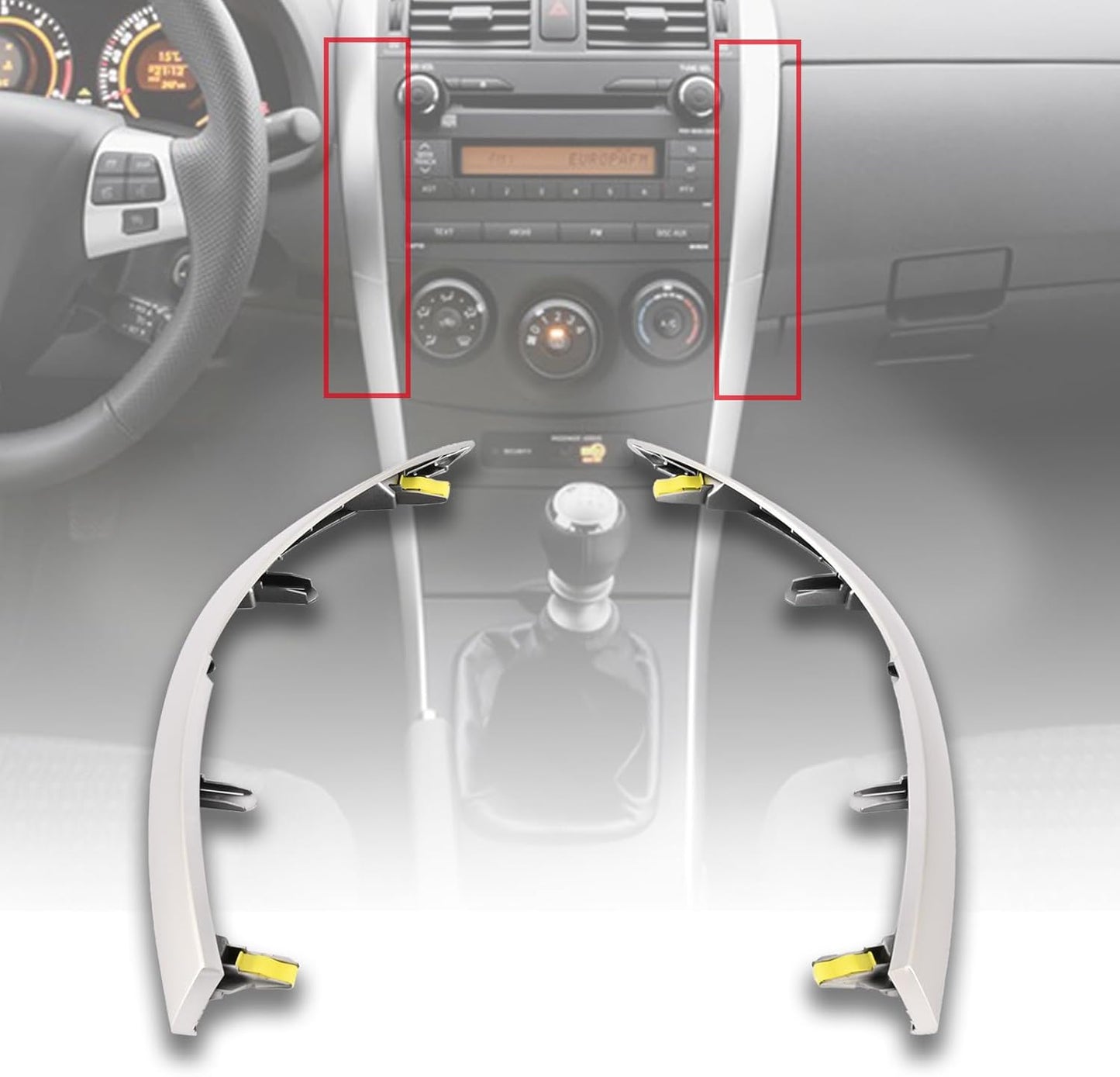 Getfarway Left & Right Upper Side Central Dashboard Cover Strip Trim 55436-02330 55435-02370 Compatible with Toyota Corolla 2010 2011 2012 2013 Dash Board A/C Outlet Air Vent Panel Trim
