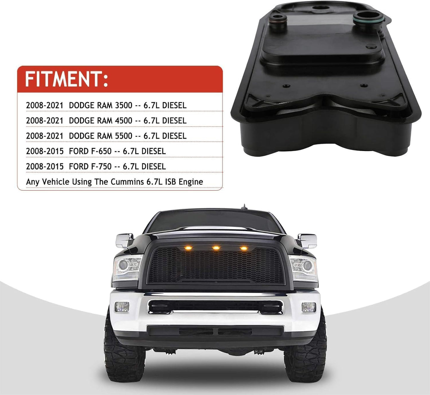 6.7 Cummins Crankcase Ventilation Filter Replaces# CV52001 68002433AB, 4936636, 904-418 Fits for 2008-2021 Dodge Ram 2500 3500 4500 5500 6.7L ISB Diesel Engines Crankcase Breather Element CCV Filter