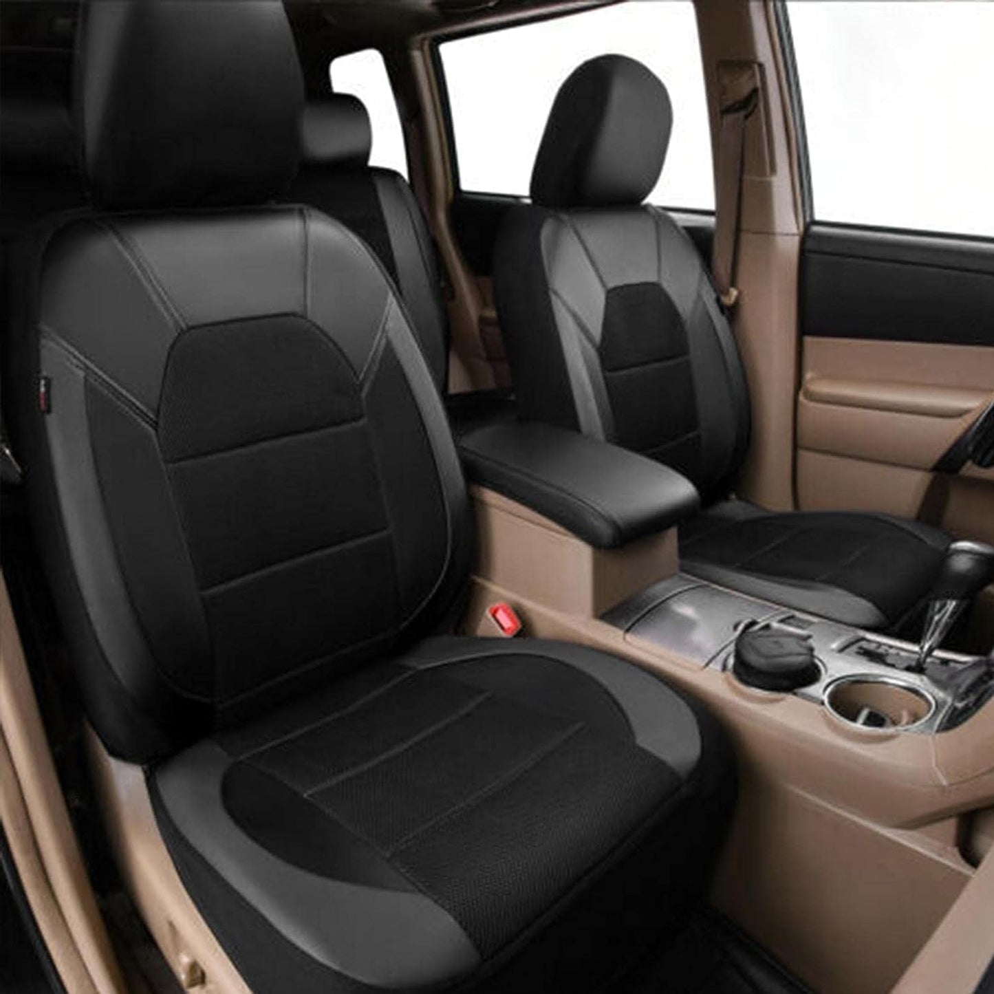 Car Seat Covers for Mitsubishi Eclipse Cross 2017 2018 2019 2020 2021 2022 2023 2024, 9 Pcs Full Sets Leather Non-Slip Waterproof Breathable Seat Protector Interior Accessories,Black