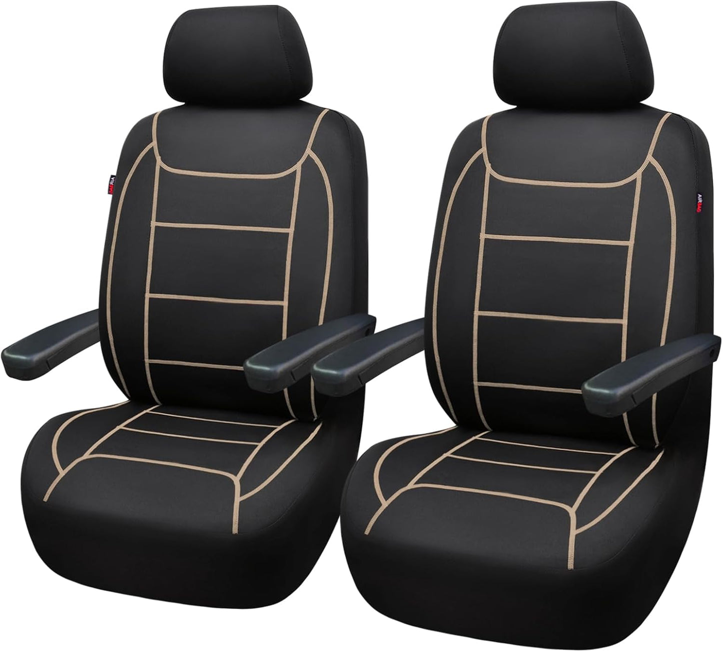 Flying Banner car seat Covers Quality Carbon Fiber Air Mesh Fabric Sport Low High Back Bucket Back Pocket Arm Rest (2 Fronts - High Bucket, Blue)