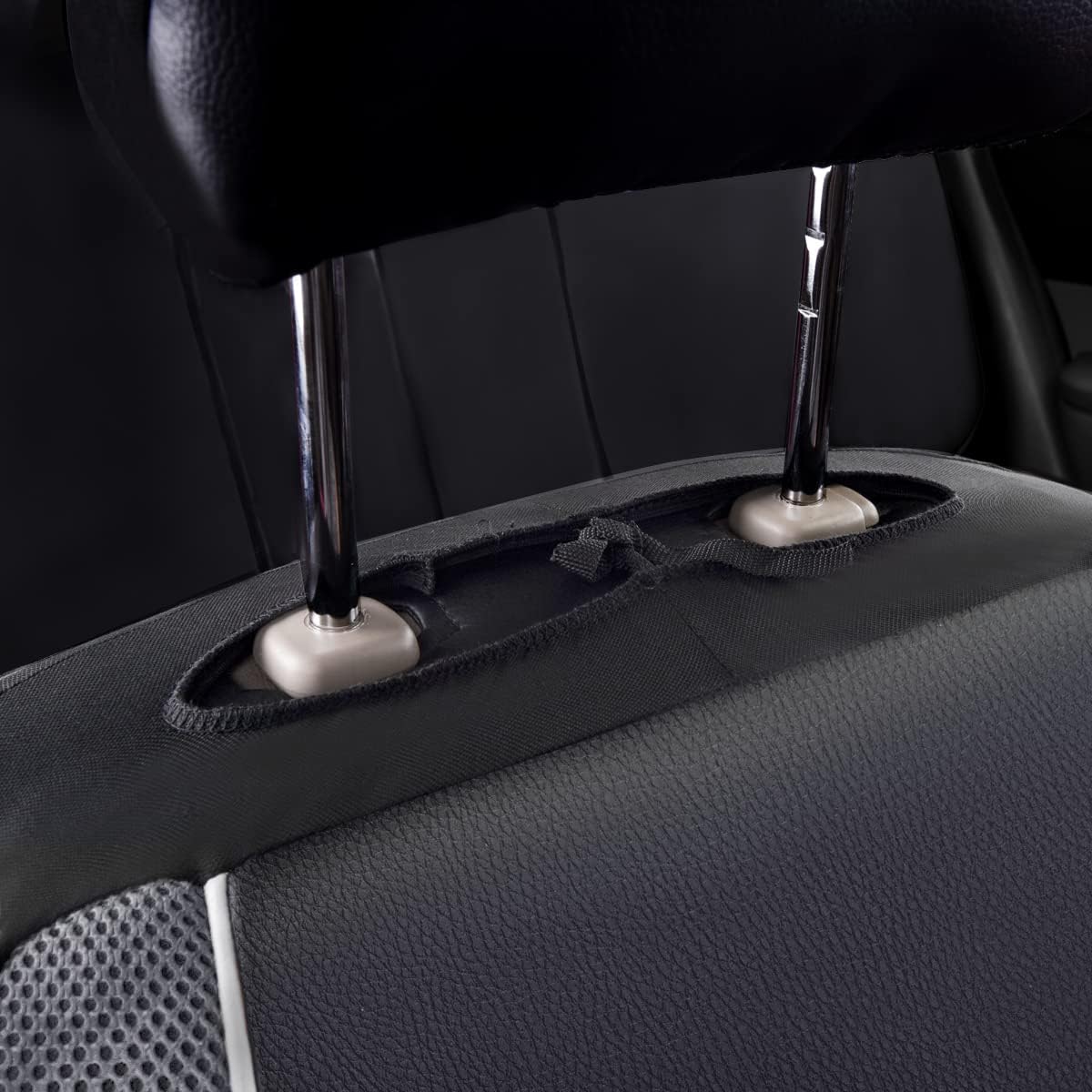 HORSE KINGDOM Universal Car Seat Covers Faux Leather with Air-mesh Breathable Aibag Compatible Fit Cars, Suvs, Sedans, Trucks (Two Front, Gray)