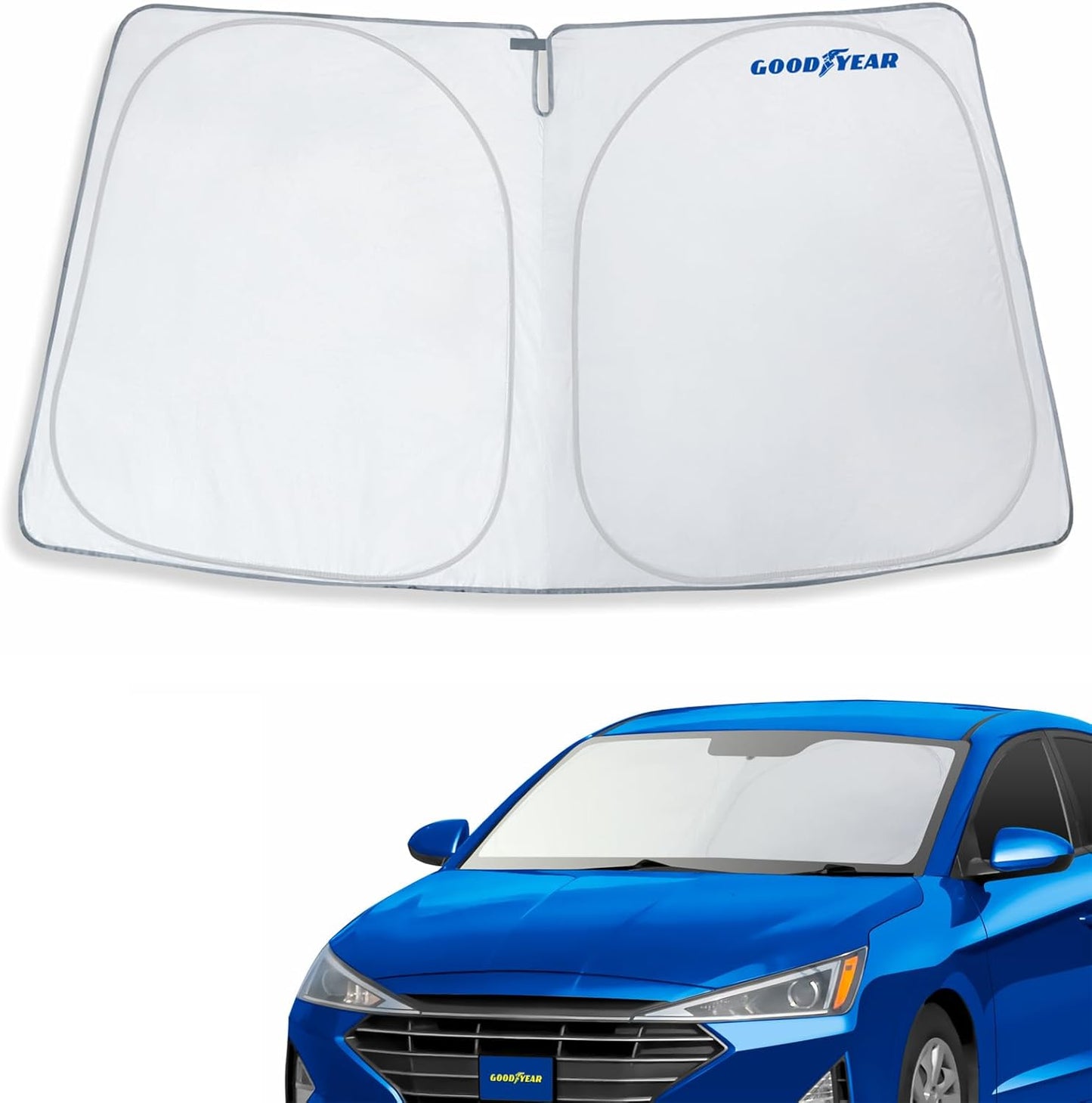 Goodyear Foldable Windshield Sunshade for Chevrolet (Chevy) Tahoe 2021-2025, SUV car Accessories, Sunshade Cover, Sun Shade Car Windshield, Window Sun Blocker - GY008221