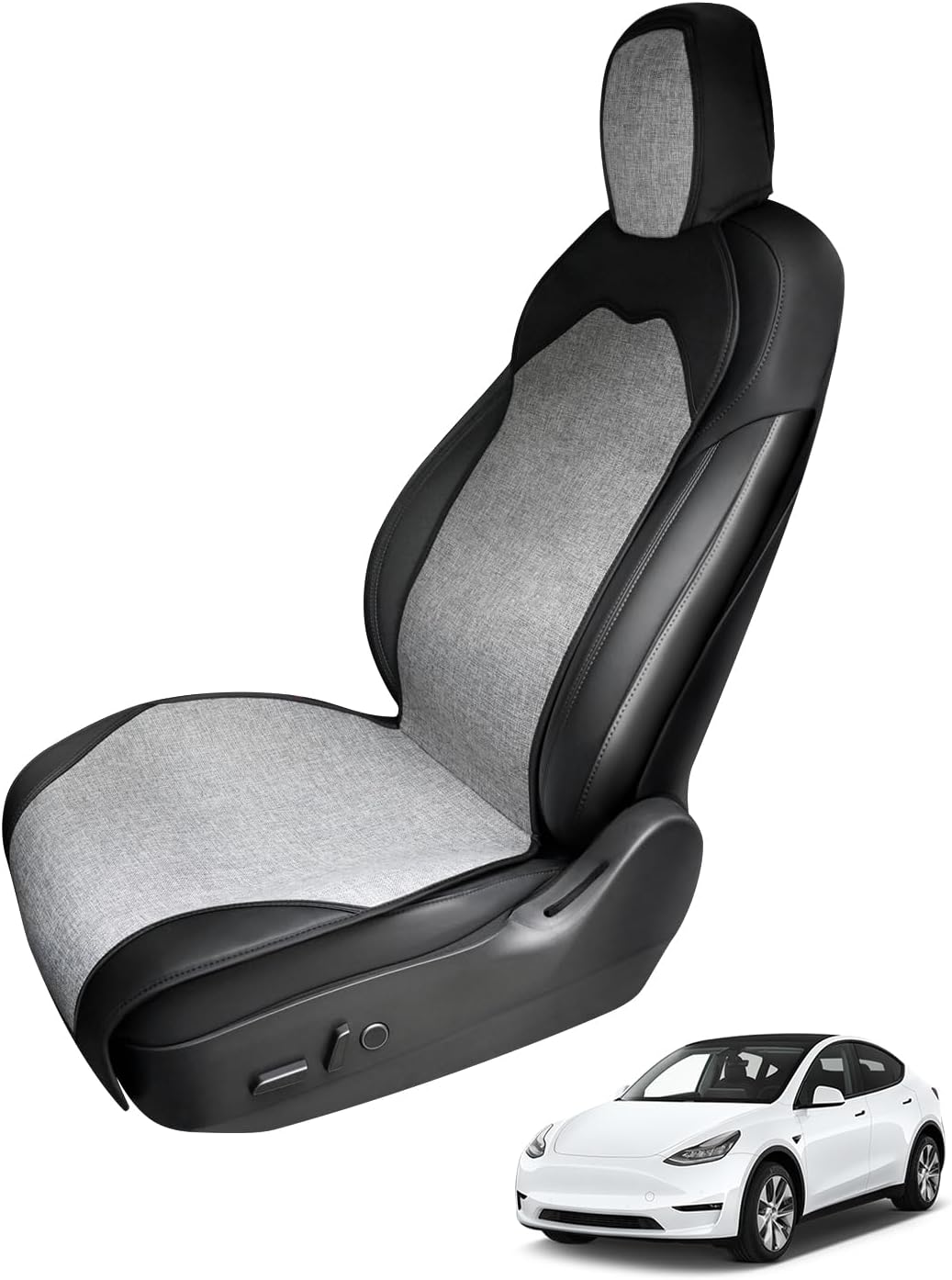 Shademax Car Seat Cover for Tesla Model 3 2017-2024/ Model Y 2020-2025 Accessories Front Car Seat Protector Breathable Comfortable Tesla Seat Cover Protector Black 2PCS