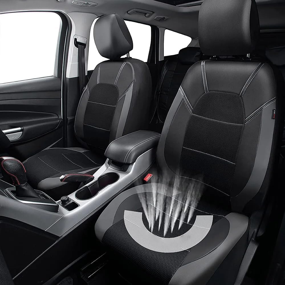 for Ford Maverick 2022 2023 2024 2025 Car Cover Seats Full Set, 9pcs Set Leather Car Seat Cushion Protectors, Airbag Compatible, 5 Seats,B/BlackGrey