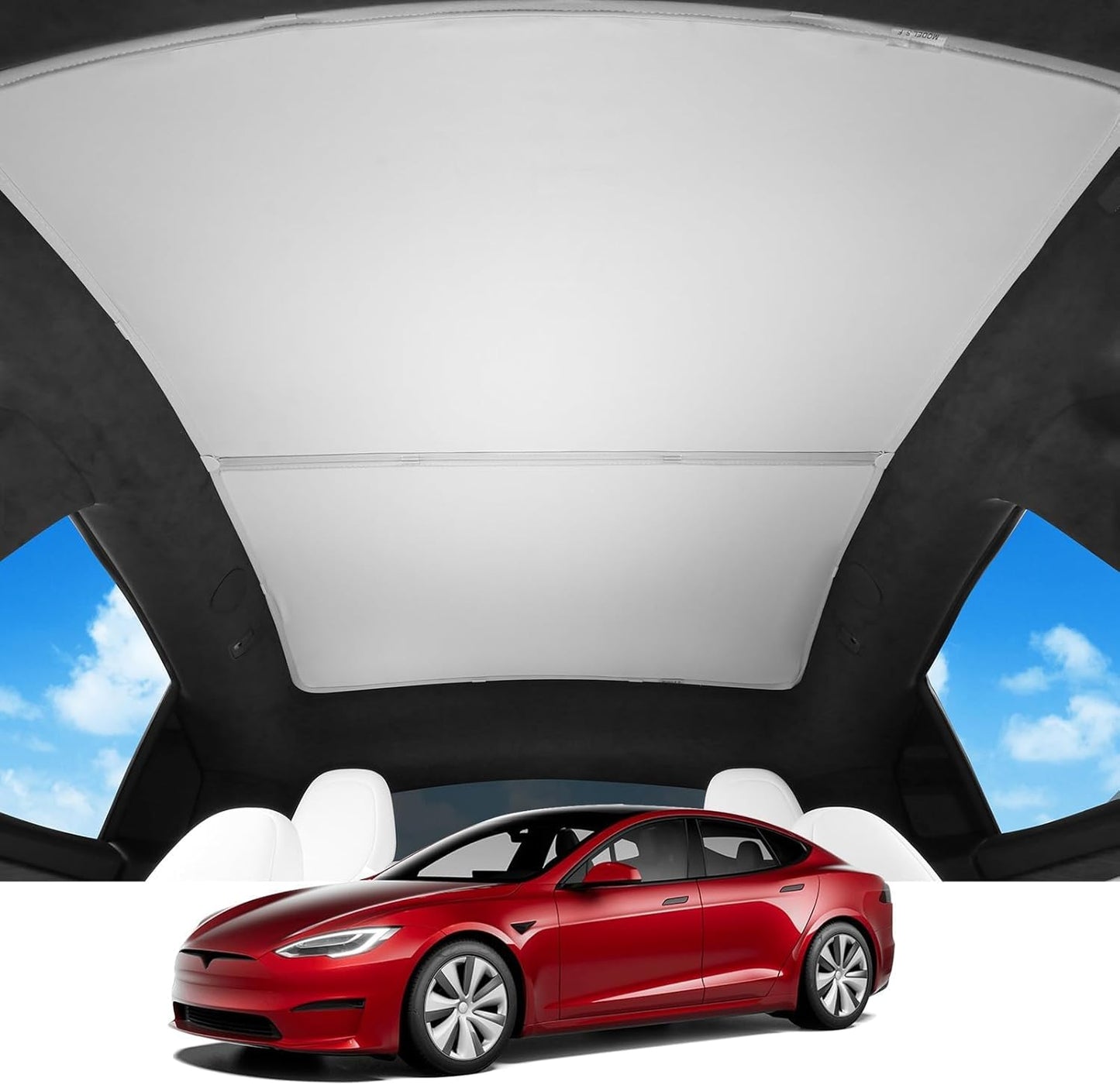 BASENOR Upgraded Tesla Model 3 Sunshade Roof Front & Rear Glass Roof Sun Shades with Storage Bag for Model 3 Interior Accessories 2023 2022 2021 Model 3 Black (Not Fit 2024 Model 3)