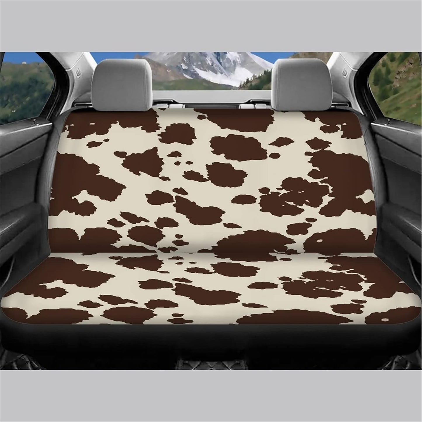 AFPANQZ Cowhide Milk Cow Print Car Rear Bench Protective Seat Cover - Brown, Polyester Fabric, Universal Fit, Full Wrap, Dust-Proof - For Trucks, Vans, SUVs