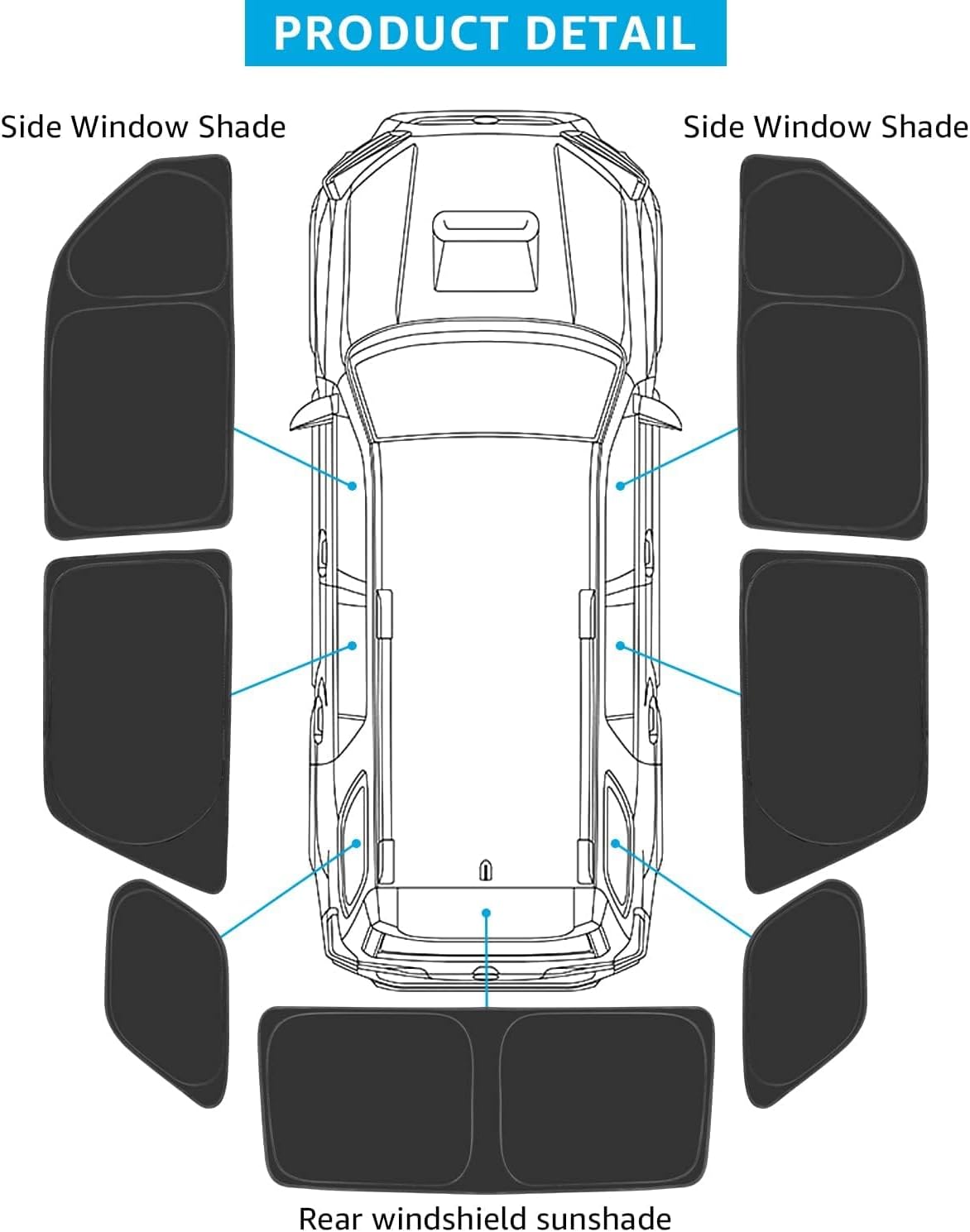 Proadsy 2025 Upgrade Window Sun Shade for 5th Gen 4Runner 2010-2025 Side Rear Window for Baby/Camping UV Rays and Privacy Protect Accessories Set of 7