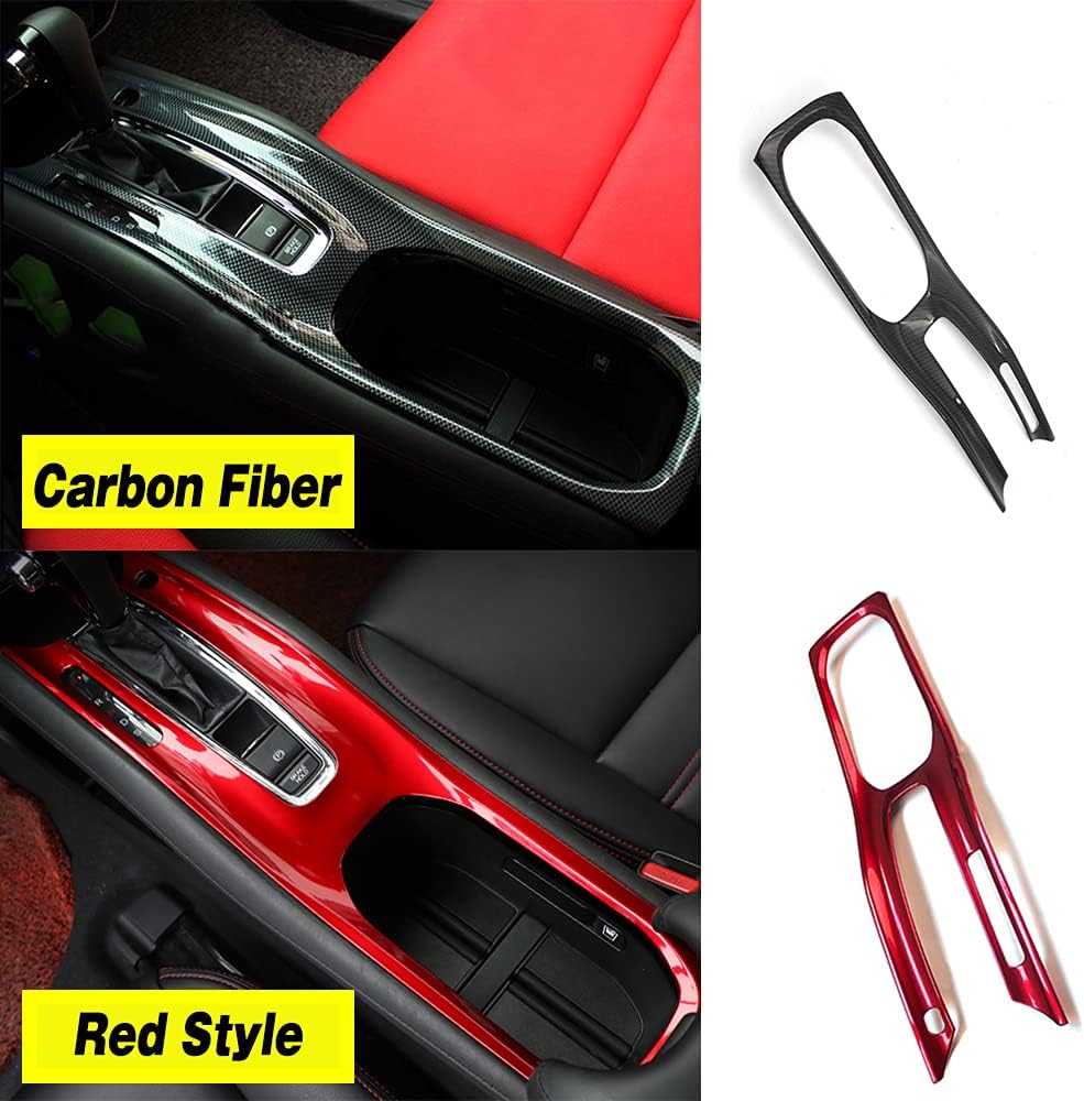CEBAT Interior Gear Shift Box Panel Cover Water Cup Holder Panel Cover Trim ABS Red Style for Honda HRV 2016 2017 2018 2019 2020 2021 2022