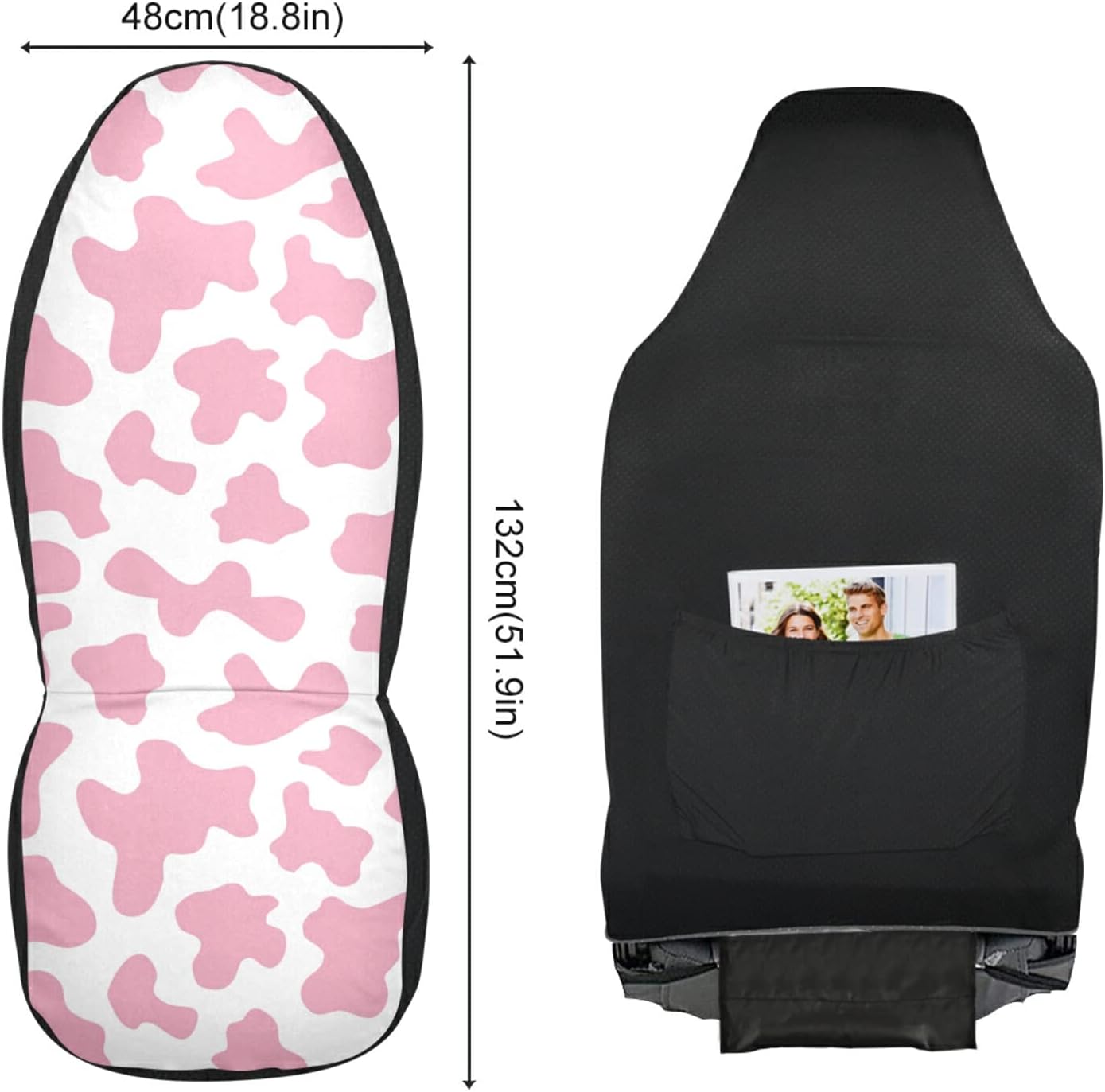 ALAZA Pink Cow Print Camo Camoflage Car Seat Covers Front Seats Only for Women Men Seat Covers w/Organizer Pocket for Cars SUV Truck Sedan, 2 pcs