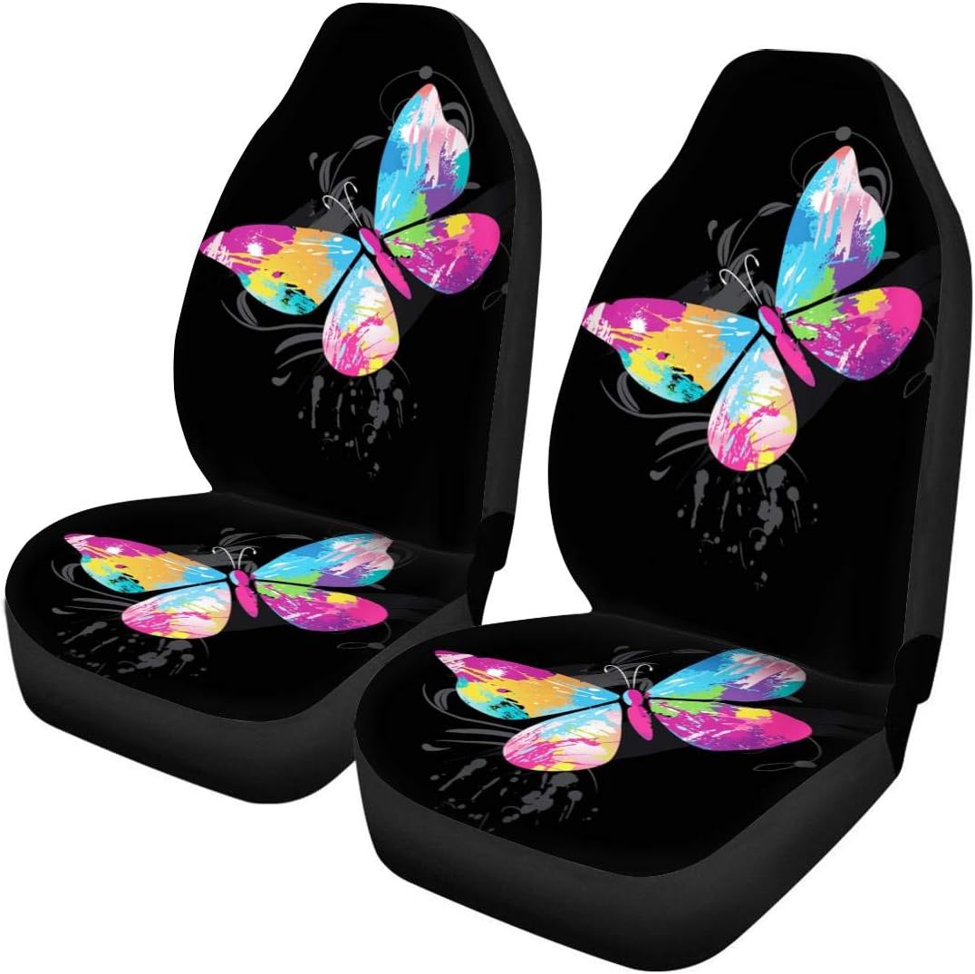 TOADDMOS Bohemian Colorful Mandala Patchwork Car Seat Covers Bucket Front Seats Protector,Universal Fit Cars,Sedan,SUV