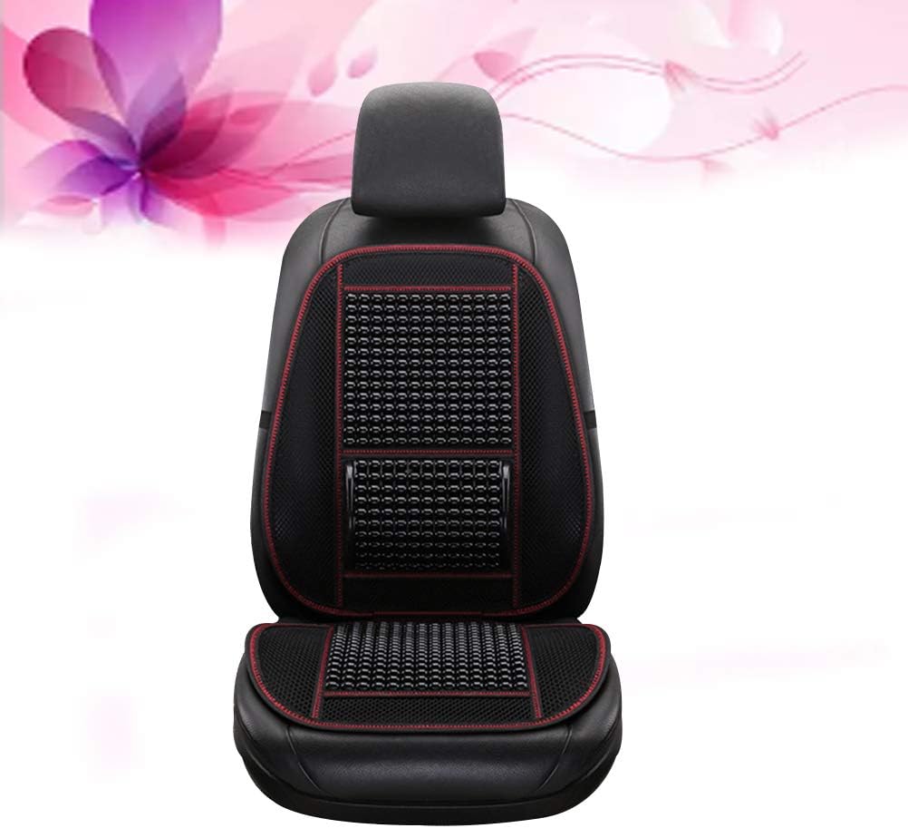 Vosarea Wood Beaded seat Cover car Driver seat Cushion Comfortable auto Full seat Cover Summer Lumbar Cushion (Black)