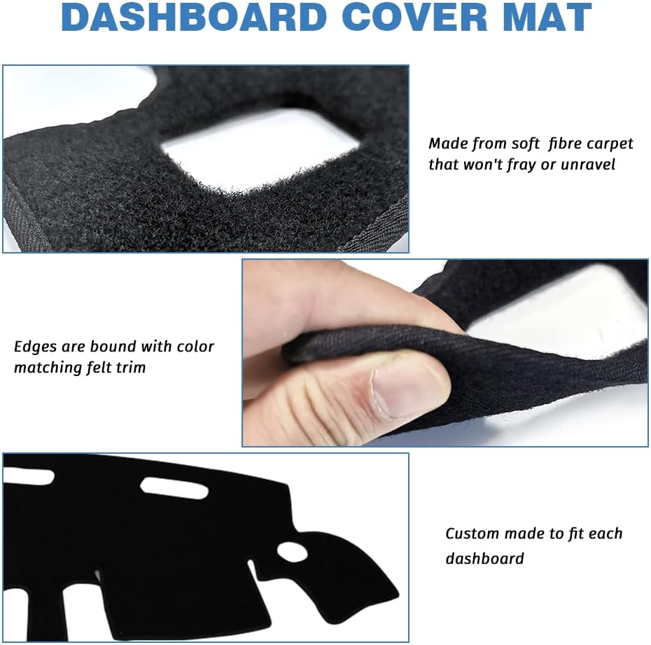 Apeixoto Dashboard Cover Compatible with 1998 1999 2000 2001 Ram 1500 2500 3500 Black Dash Cover Mat for Easy Installation
