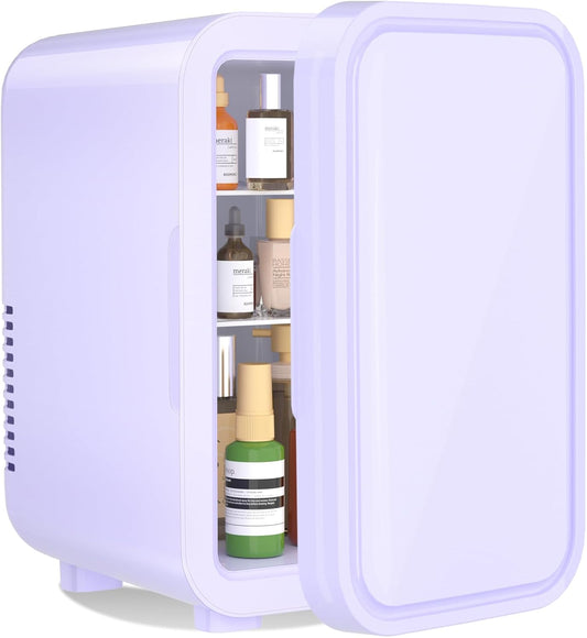 YASHE Mini Fridge, 6 Liter/8 Cans 110V AC/DC Portable Thermoelectric Cooler Refrigerators for Bedroom, Skincare, Beverage, Office, Dorm Room and Car, Purple