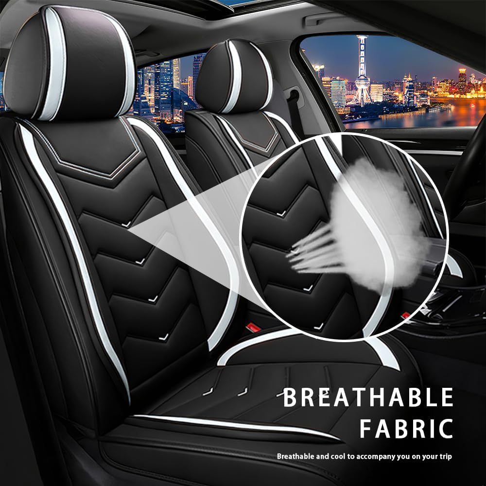 Car Seat Cover for Toyota Tacoma 2000-2024, Waterproof and Wear Resistant Sports Seat Cover, Premium Nappa Leather Seat Protector. (2 Seats Standard/Black White)