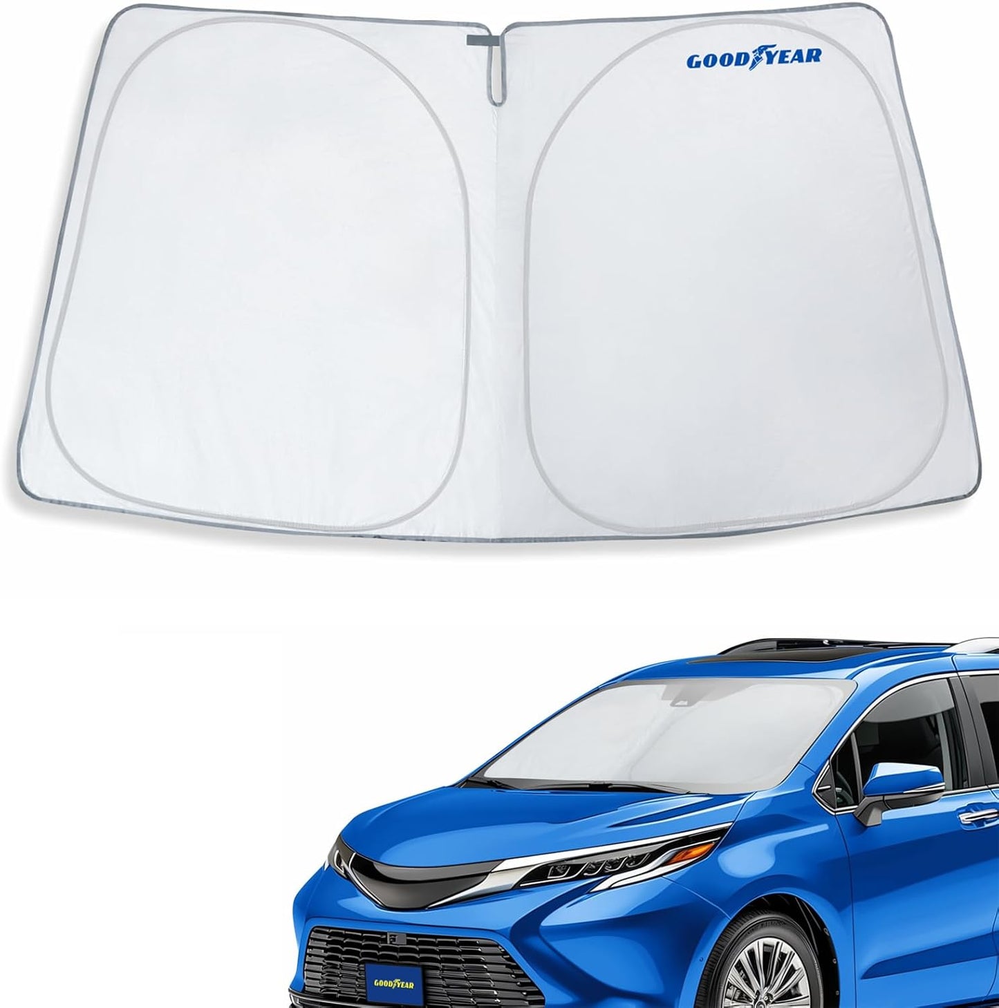 Goodyear Foldable Windshield Sunshade for Chevrolet (Chevy) Tahoe 2021-2025, SUV car Accessories, Sunshade Cover, Sun Shade Car Windshield, Window Sun Blocker - GY008221