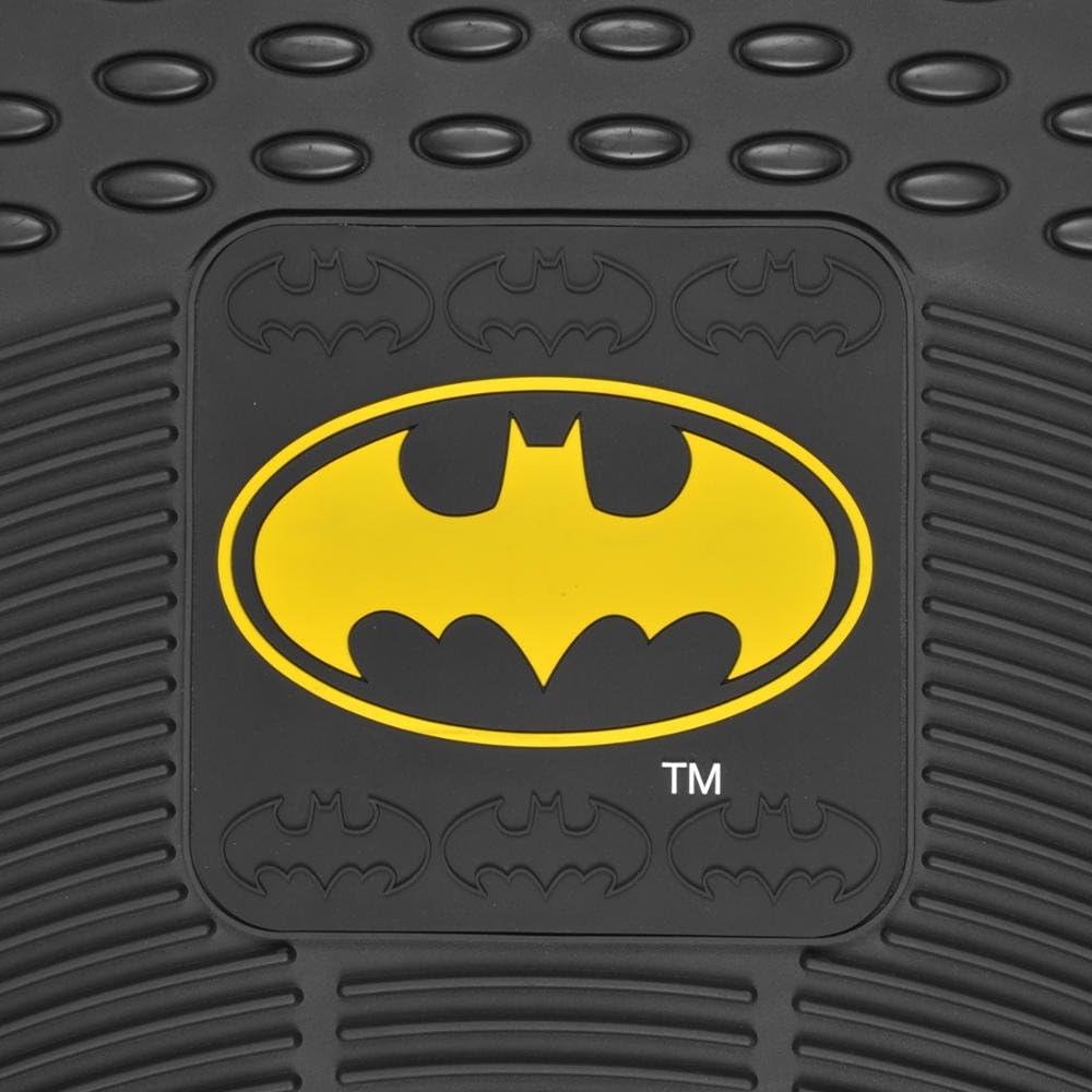 Warner Brothers WBMT-1372 Original Batman Rubber Floor Mats for Car 2 Piece Front Trimmable Heavy Duty Protection