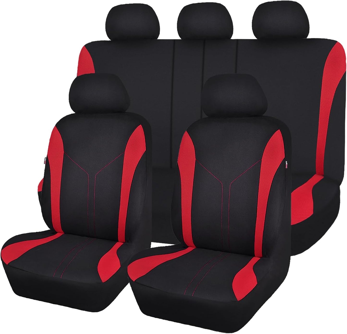 Flying Banner Car Seat Covers Front Seats and Rear Bench Air Mesh Fabric Rear Bench Split Polyester Easy Installation SUV CAR Woman Lady Femal (Black Mint Green, Full Set)