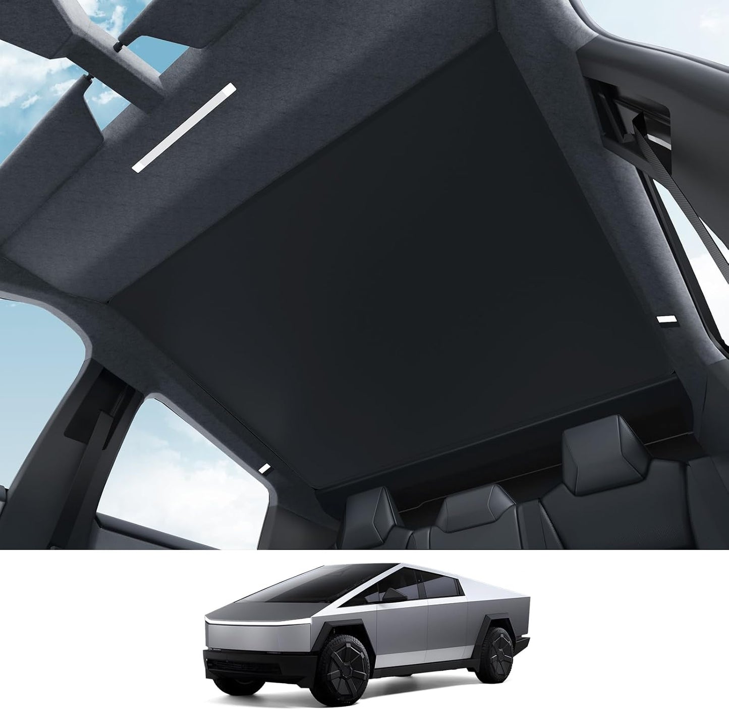 BASENOR 2024 Upgraded Tesla Model Y Glass Roof Sunshade with Storage Bag Sunroof Blocking Heat Cover Top Window Sun Protection for Model Y Interior Accessories 2020-2024 Black (No Sag)