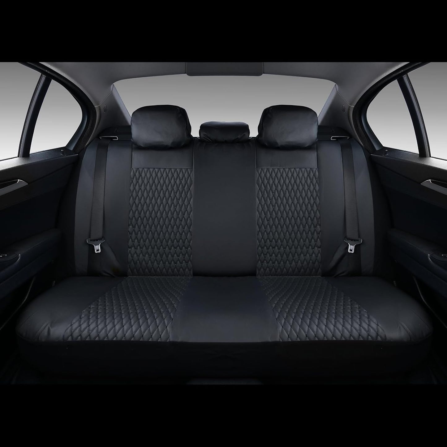 Coverado Car Seat Covers Full Set, 11 Pieces Universal Seat Covers for Cars, PVC Car Seat Cushions, Auto Car Seat Protectors for Front and Rear, Driver Seat Covers Fit for Most Vehicles Black