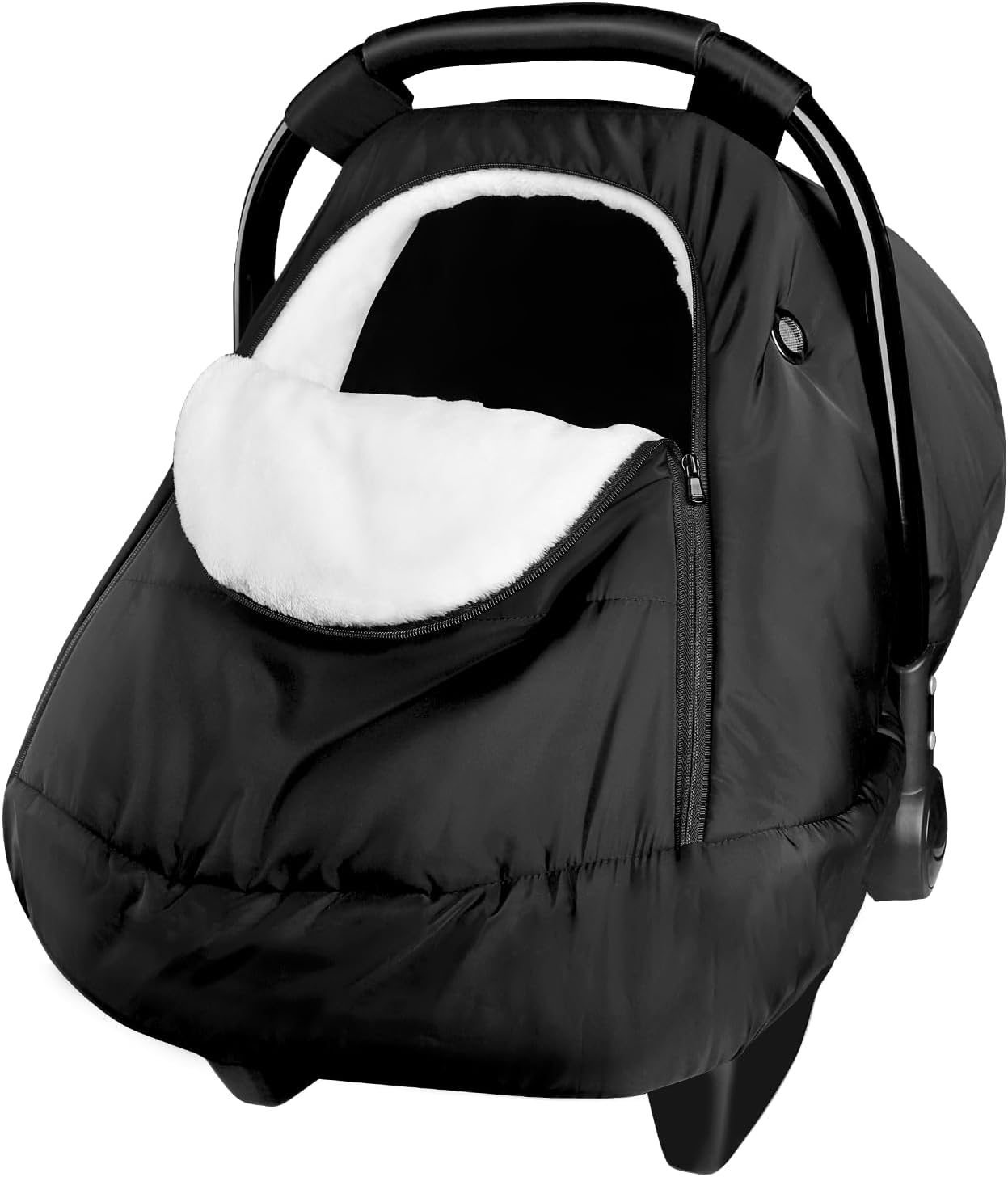 SWESEN Winter Car Seat Covers for Babies, Carseat Cover Boys, Cozy & Warm Cover, Infant Car Seat Canopy Water Resistant, Universal Cold Weather Shield, Black