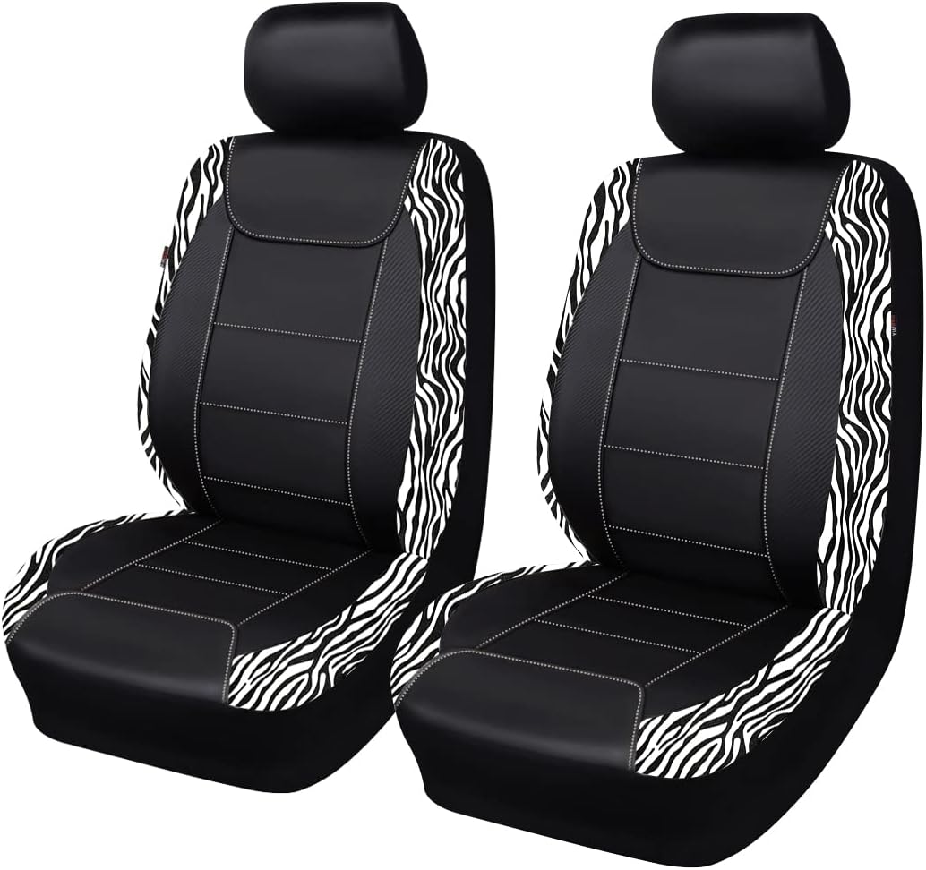 Flying Banner car seat Covers Protects Water Proof Faux Leather Carbon Fiber Front and Rear Bench (Black Black, Full Set - 9PCS)