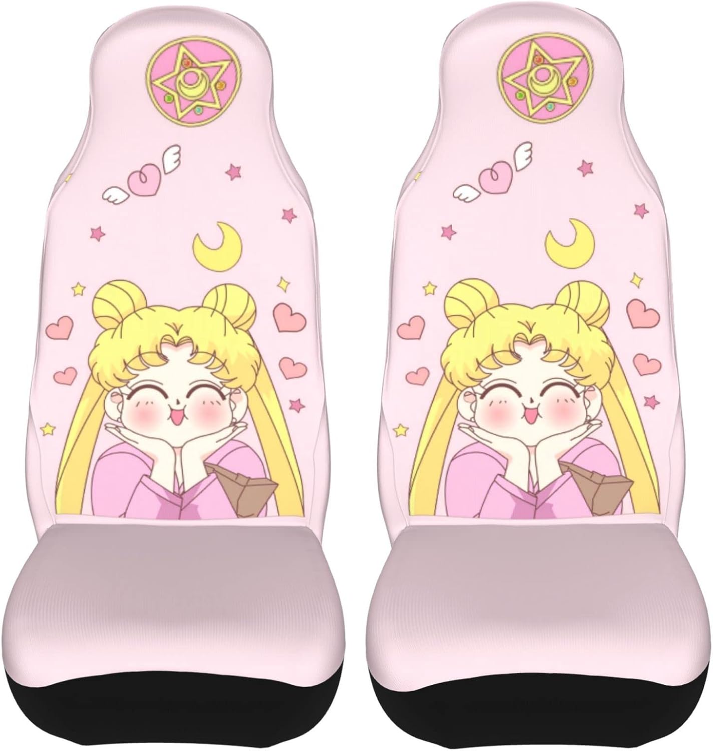 meiystyle Sailor Moon Car Seat Cover Front Seat Covers Universal Fit for Most Cars Trucks SUVs 2 PCS
