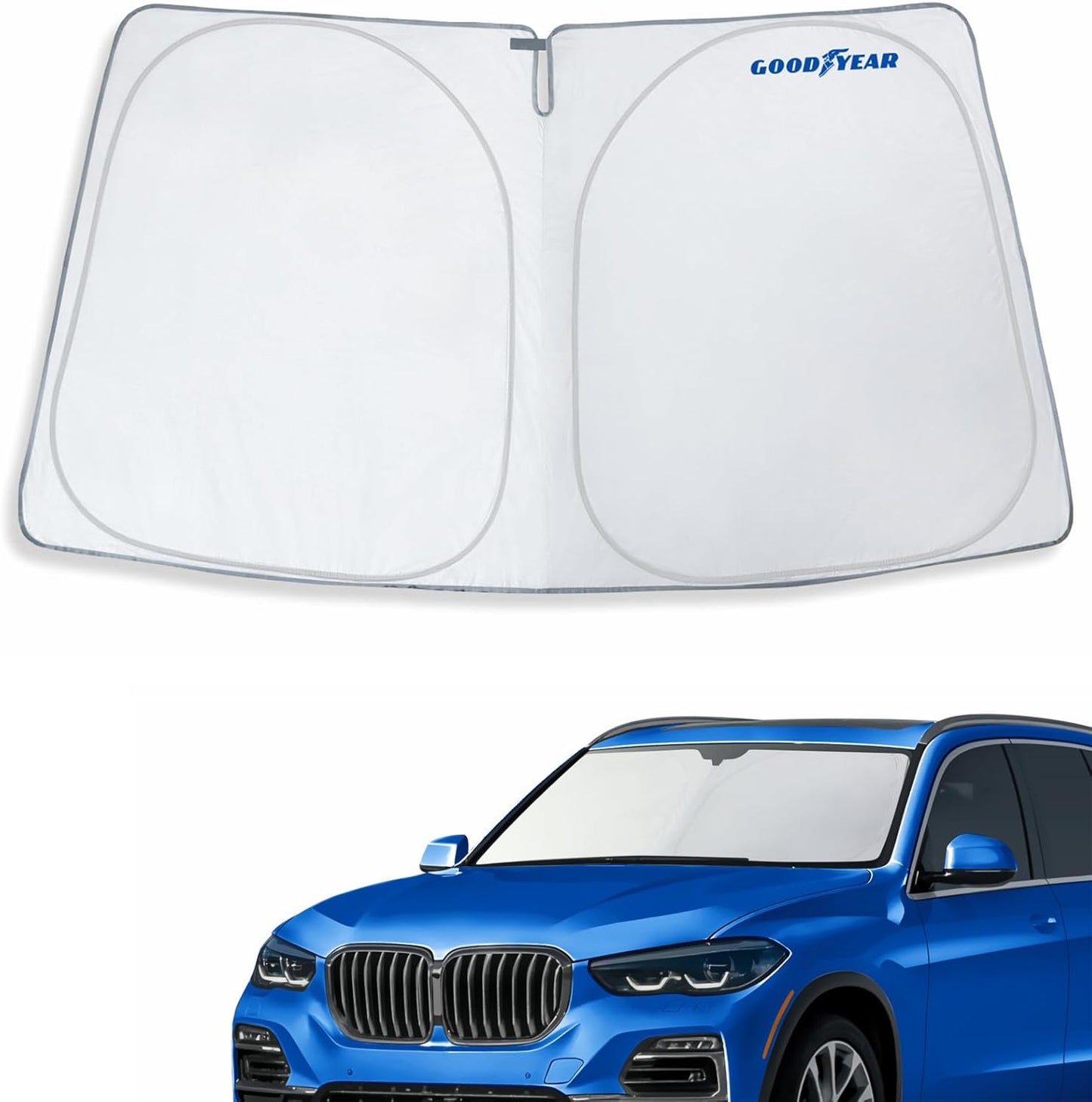 Goodyear Foldable Windshield Sunshade for Chevrolet (Chevy) Tahoe 2021-2025, SUV car Accessories, Sunshade Cover, Sun Shade Car Windshield, Window Sun Blocker - GY008221
