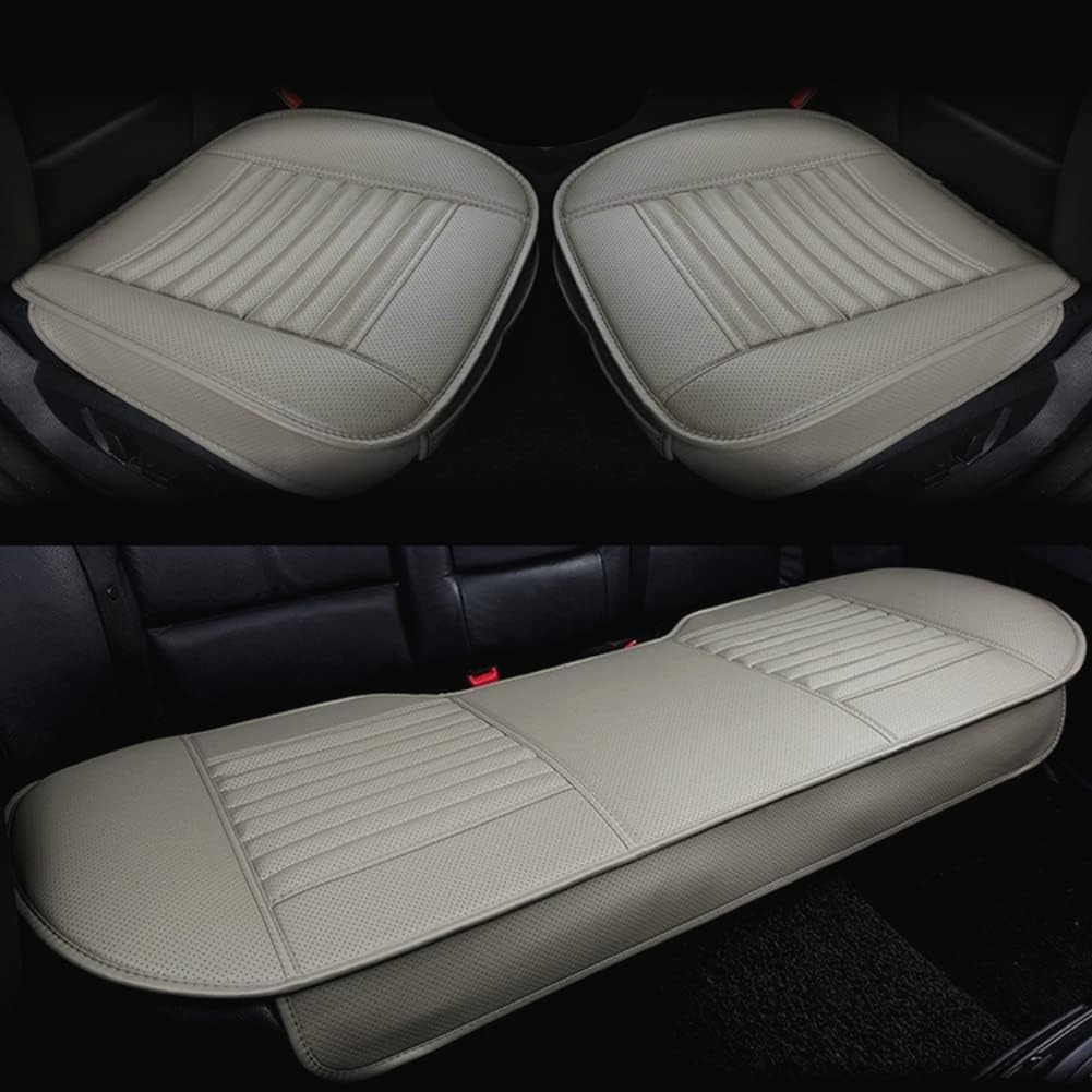 HCMAX Car Interior Seat Cushion Cover Edge Wrapping Pad Mat for Auto Car Supplies PU Leather [Without Backrest] Brown 3 Pack