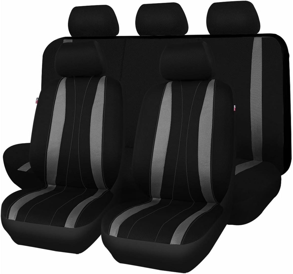 Flying Banner car seat Covers Set Faux Leather Quilted Fashion Easy Bench Split Protectors Sport Fashion (Solid Pink, Full Set - Low Back - Front Arm Rest)