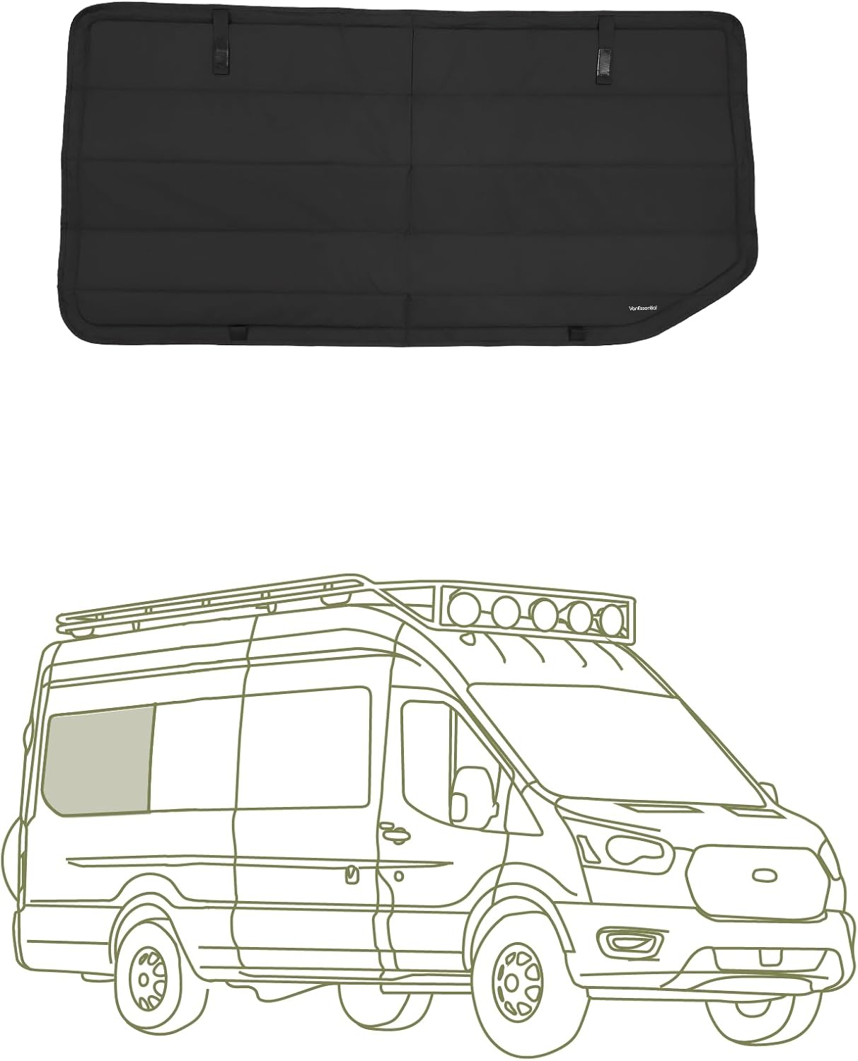 VanEssential Insulated Blackout Crew Window Cover Designed for Ford Transit Van Year 2015 to Current with NO Plastic Trim - Cool Gray
